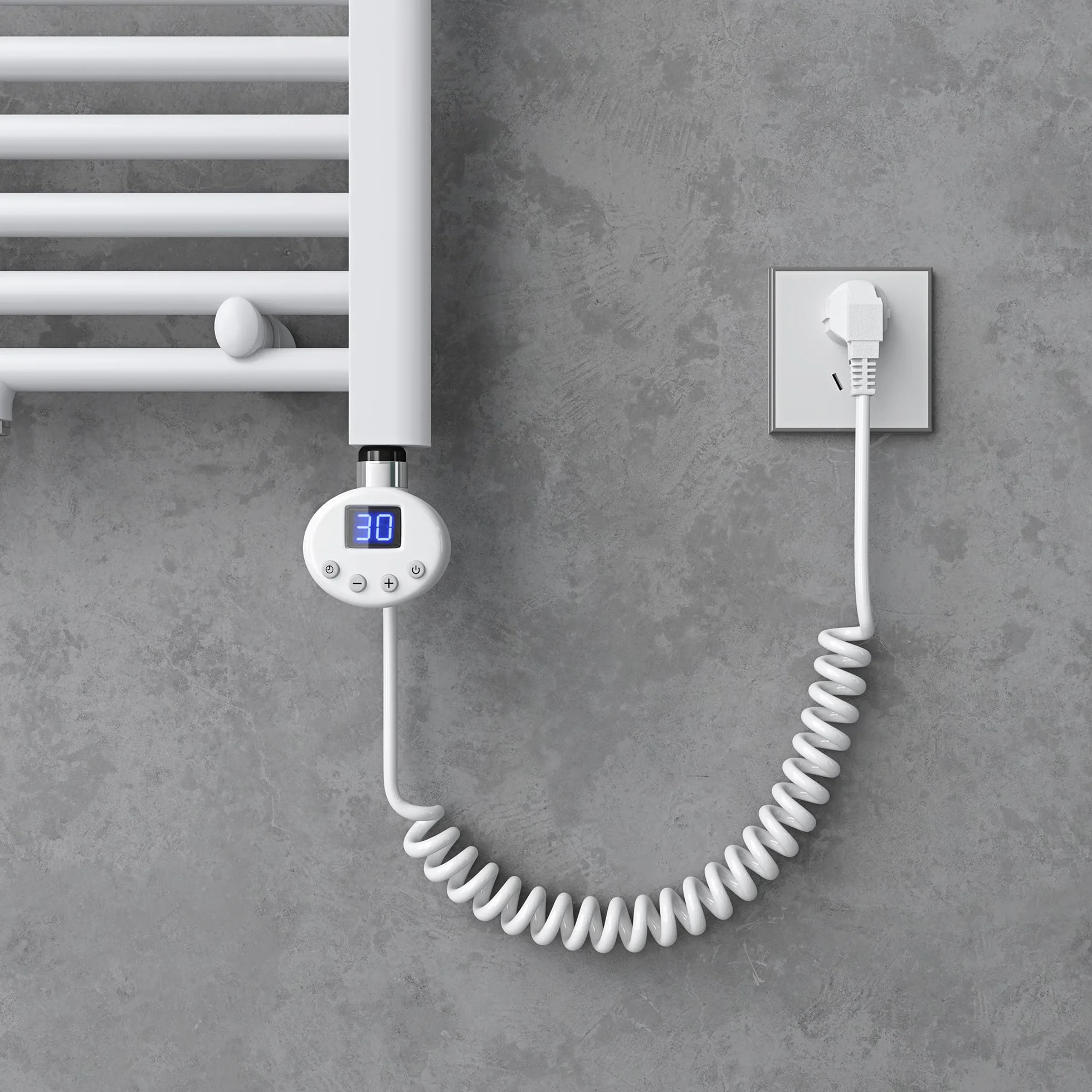 doporro Barra Riscaldante per Termosifoni, Asta Riscaldante in Acciaio Inox 600W con Termostato e Display LCD Bianco