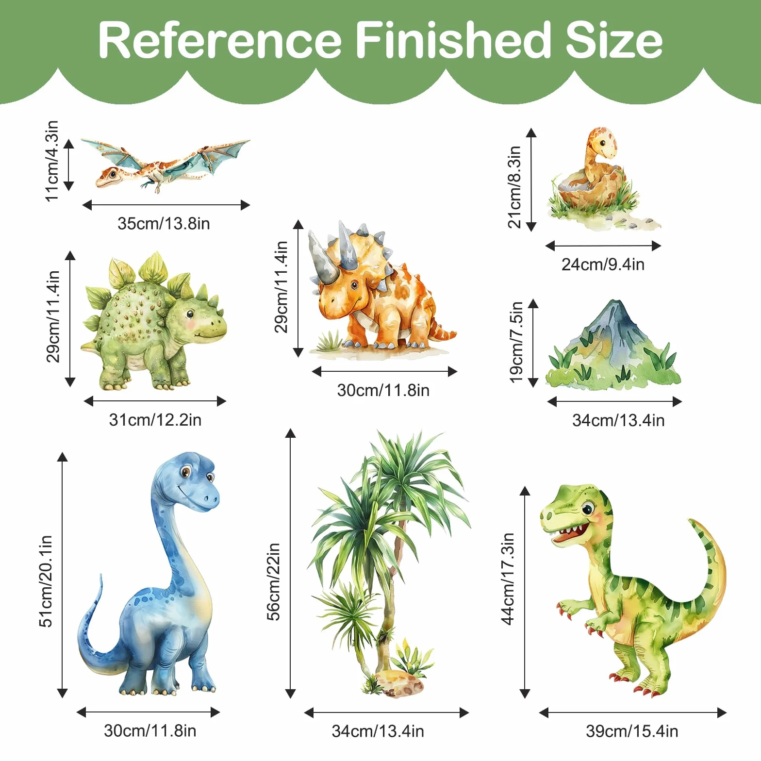 Tanlaby Dinosauri Adesivi Murali Animali Tropicali Acquerello Decorazione Murale per Bambini
