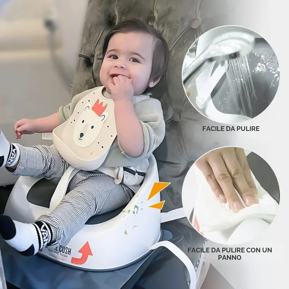 Prince Lionheart Booster Seduta Squish Grigio 18m+ 5yrs 27kg Leggera Imbracatura 3 Punti Base Rigida Antiscivolo