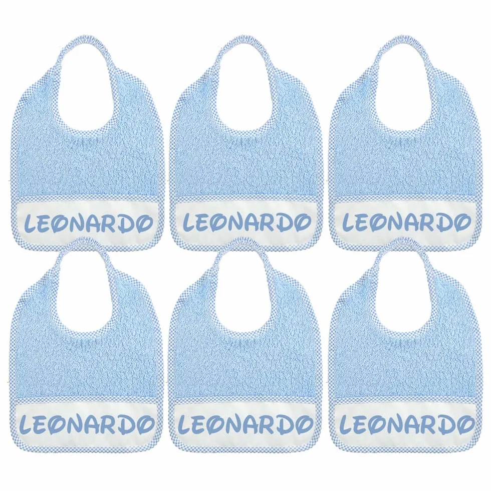 Bavaglini personalizzati con nome 24x27 cm spugna 100% cotone made in Italy