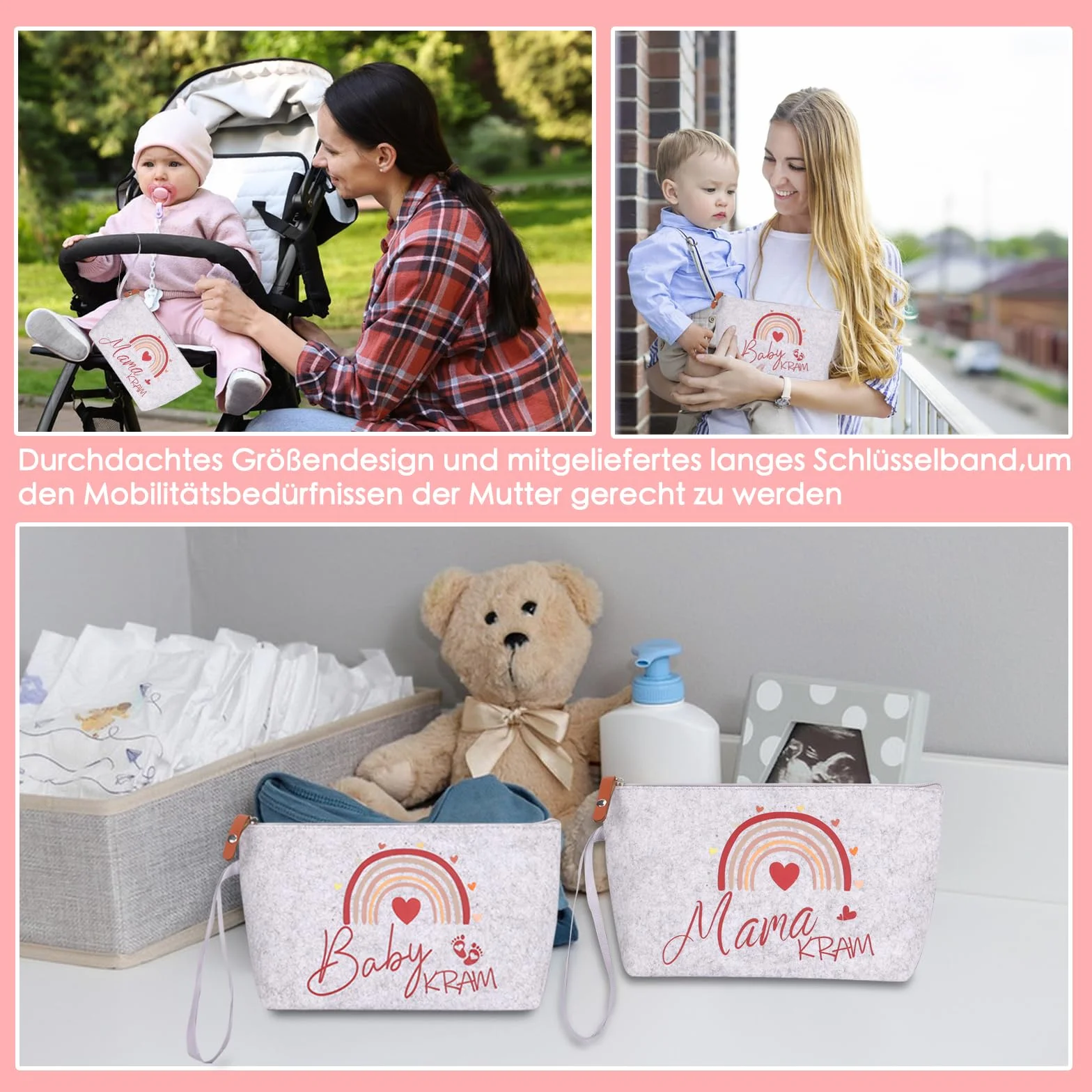 Borsa clinica nascita in feltro con chiusura lampo Kram Baby per future mamme