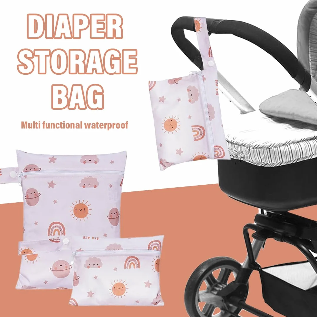 SULIUDAJI 2 Pezzi Wet Bag Pannolini Lavabili Mini Borsa Riutilizzabile Arcobaleno