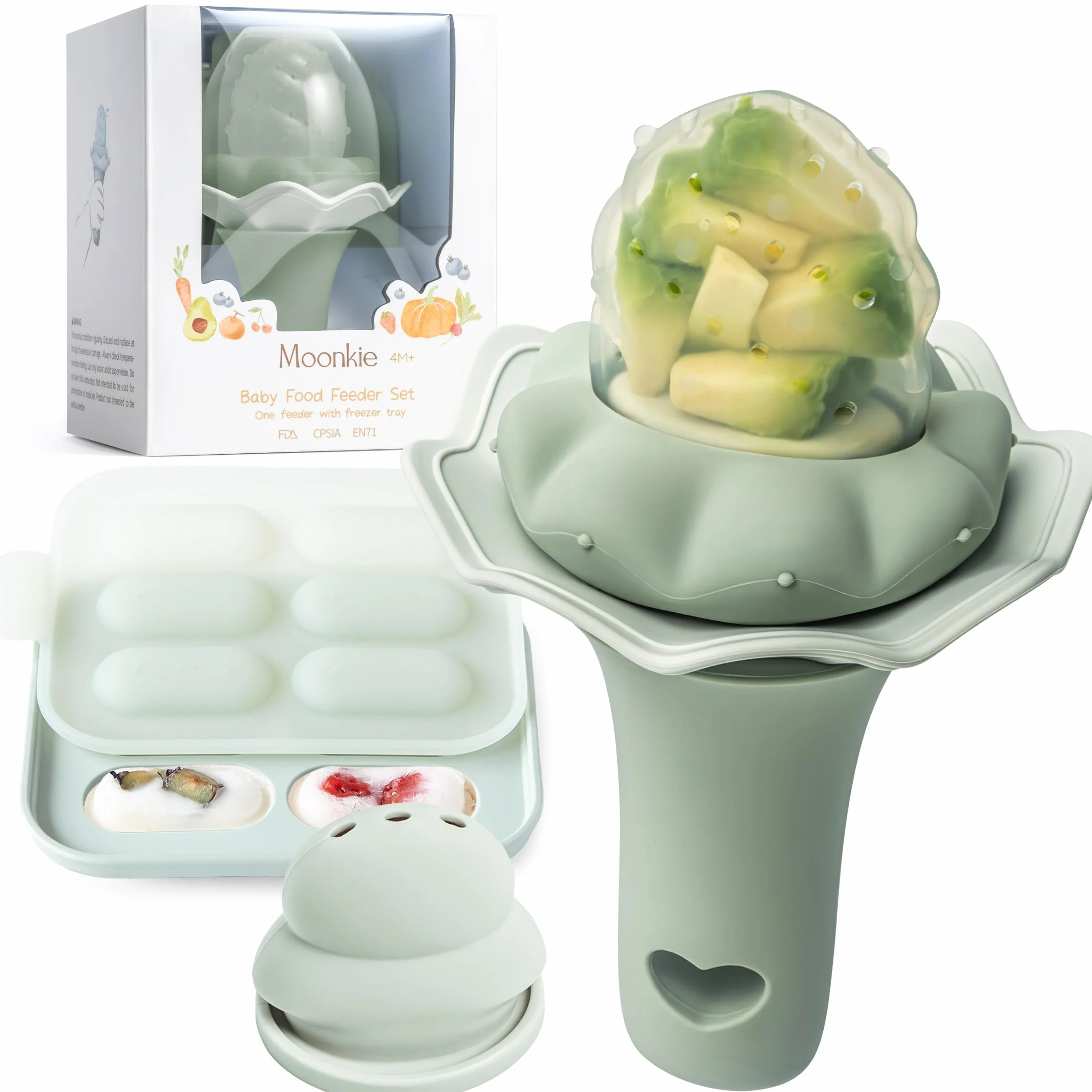 Moonkie succhietto per bambini con vassoio per congelatore, silicone senza BPA, 1 pezzo