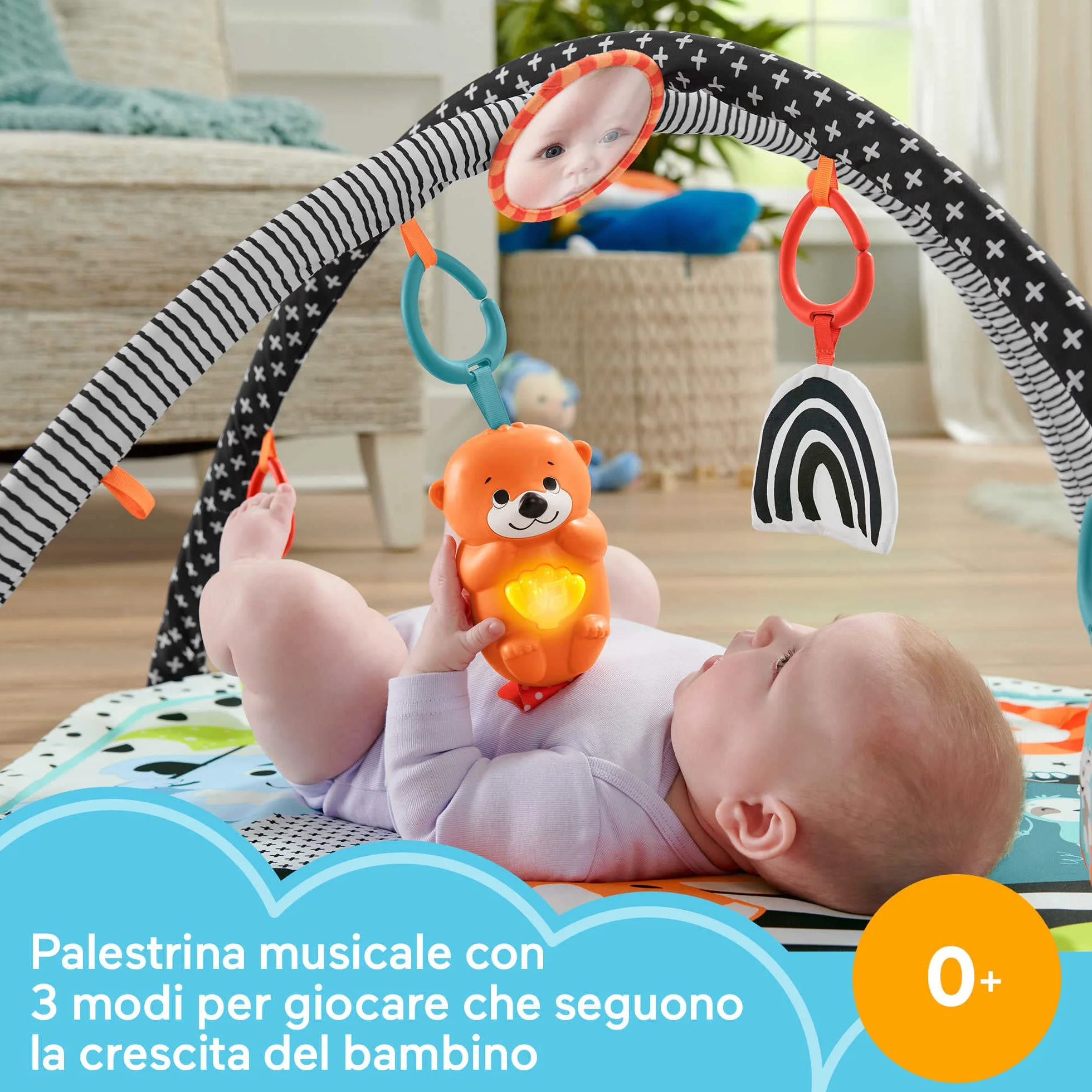 Fisher-Price Palestrina Musicale 3 in 1 per neonati con luci e suoni, giocattolo sensoriale 0+ anni HPF39