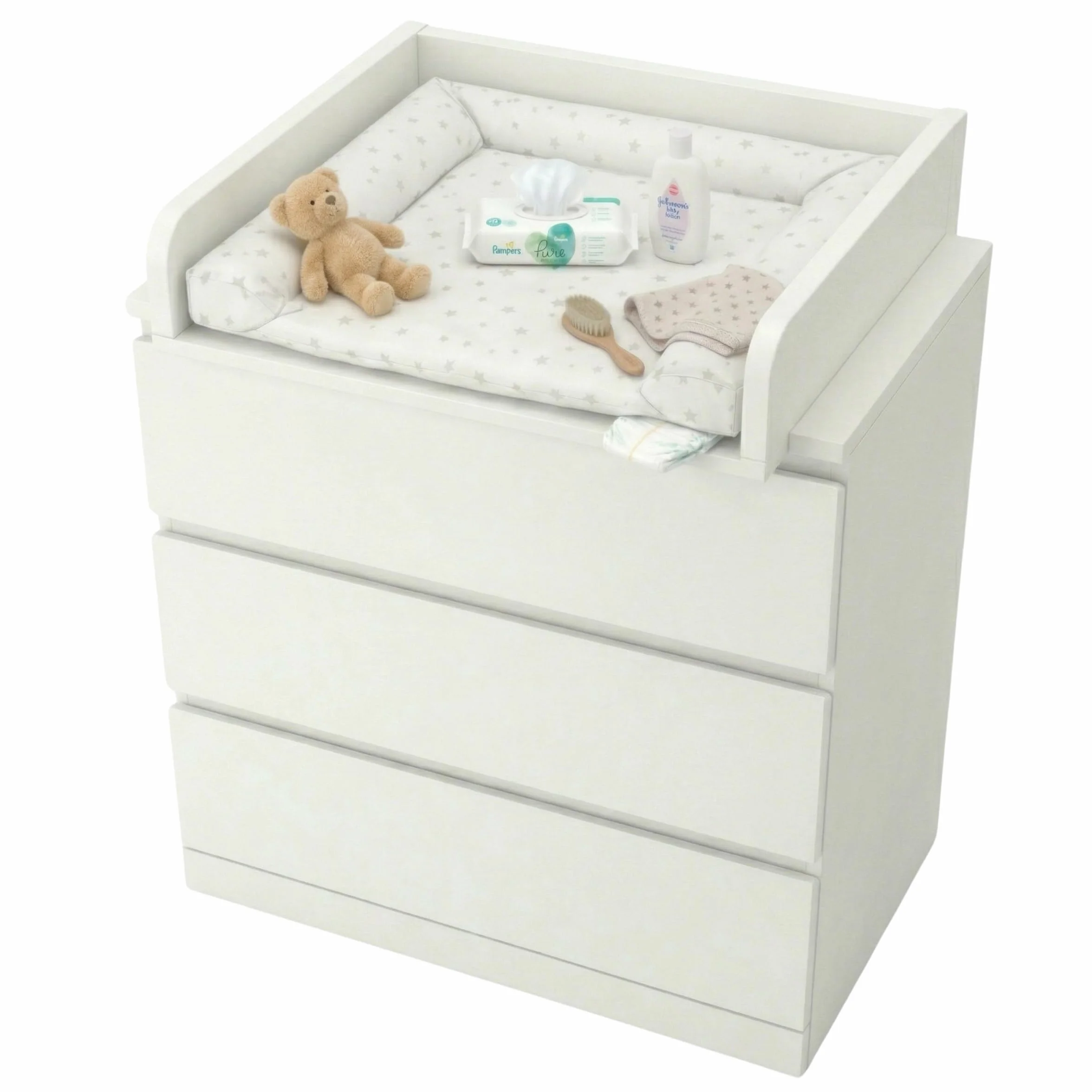 Fasciatoio per comò regolabile estensibile 34–50 cm, Bianco 53,2 x 70 cm