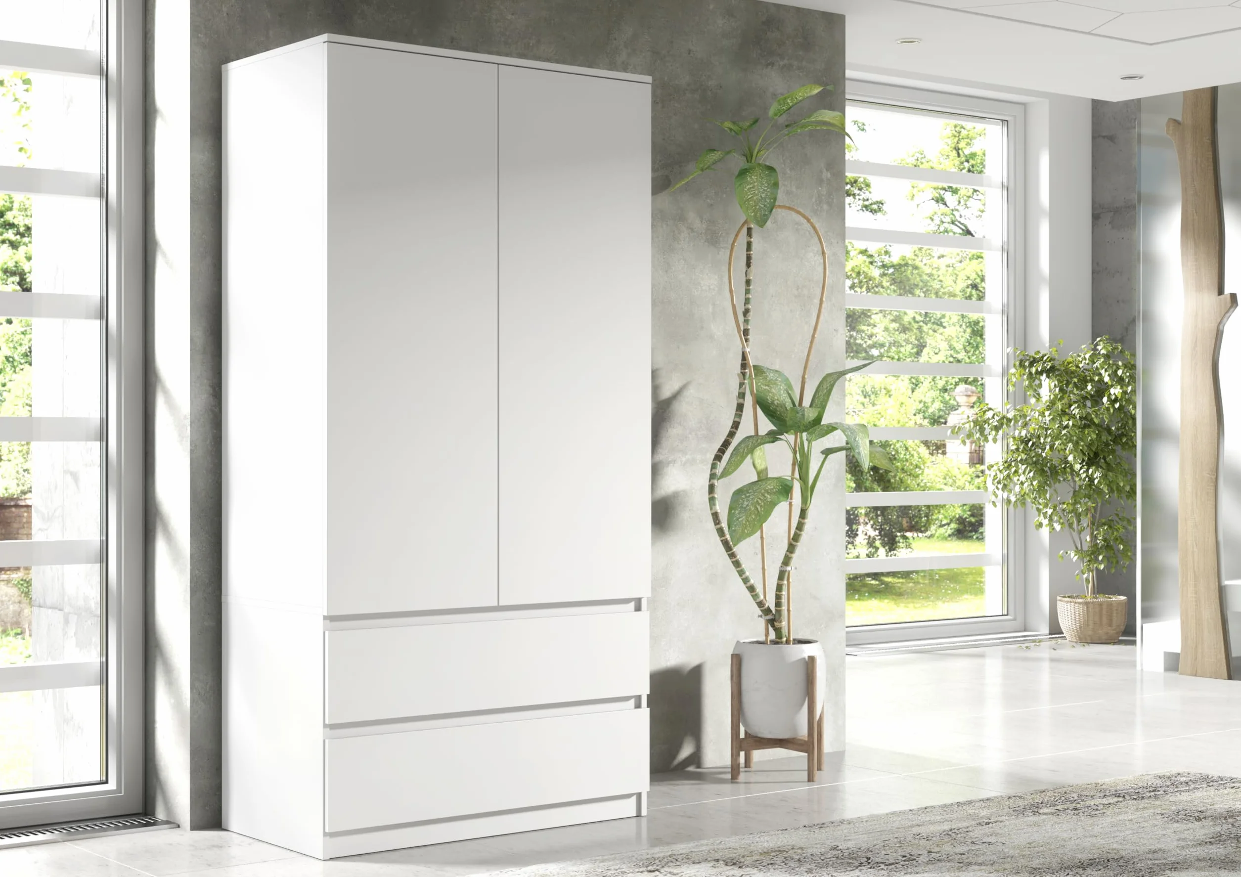 Armadio con Cassetti Nero 90x50x180 cm Guardaroba Multifunzionale per Camera da Letto