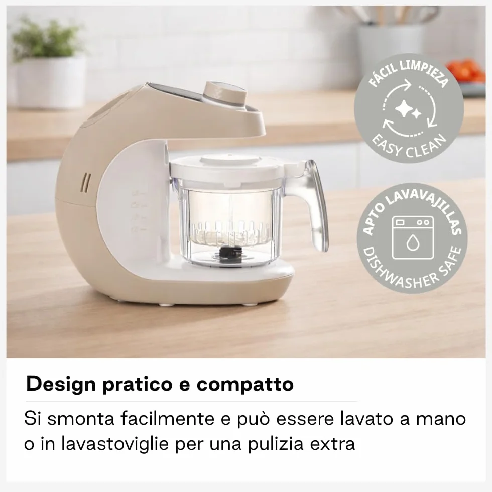 Jané Chefkiss 7 in 1 Multifunzione Robot da Cucina per Bebè Vapore Scongela Riscalda Sterilizza Pulizia Automatica