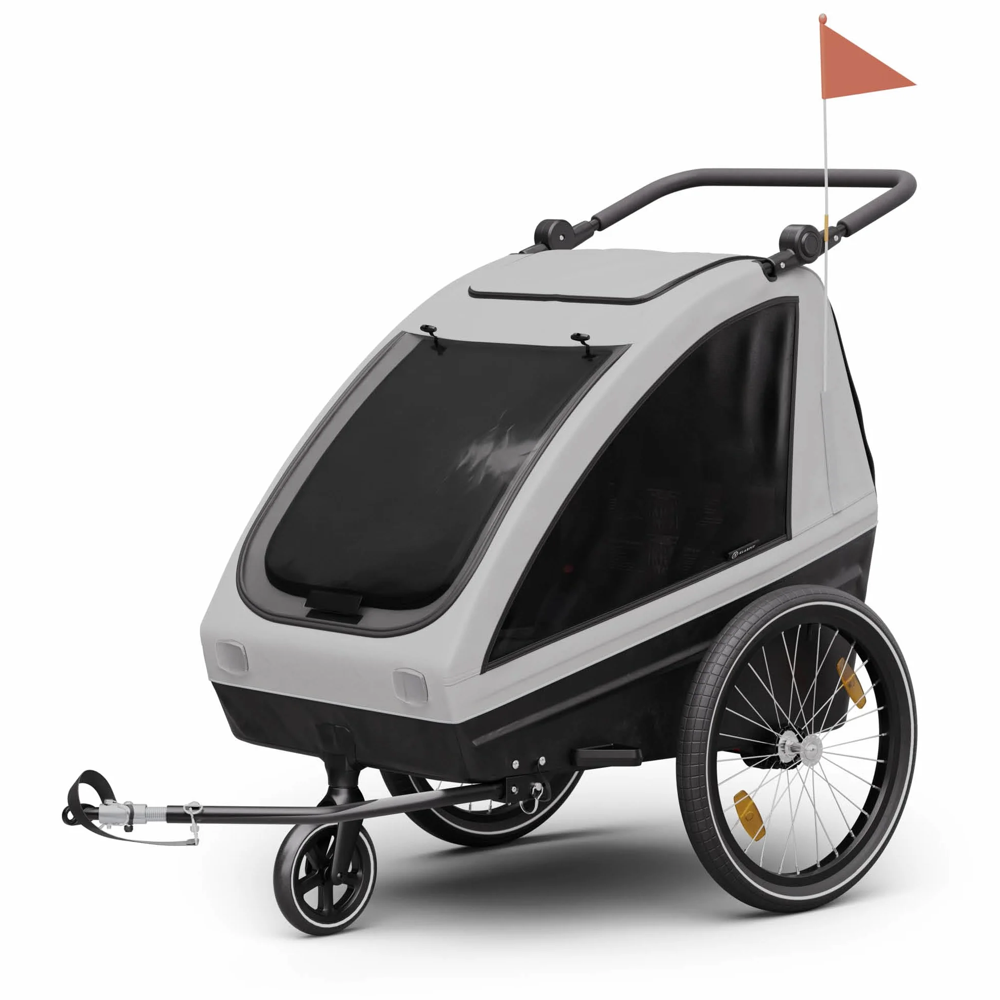 Klarfit GoKiddo Rimorchio per Bici 2in1 Carrello e Passeggino 40kg Pieghevole Grigio Chiaro