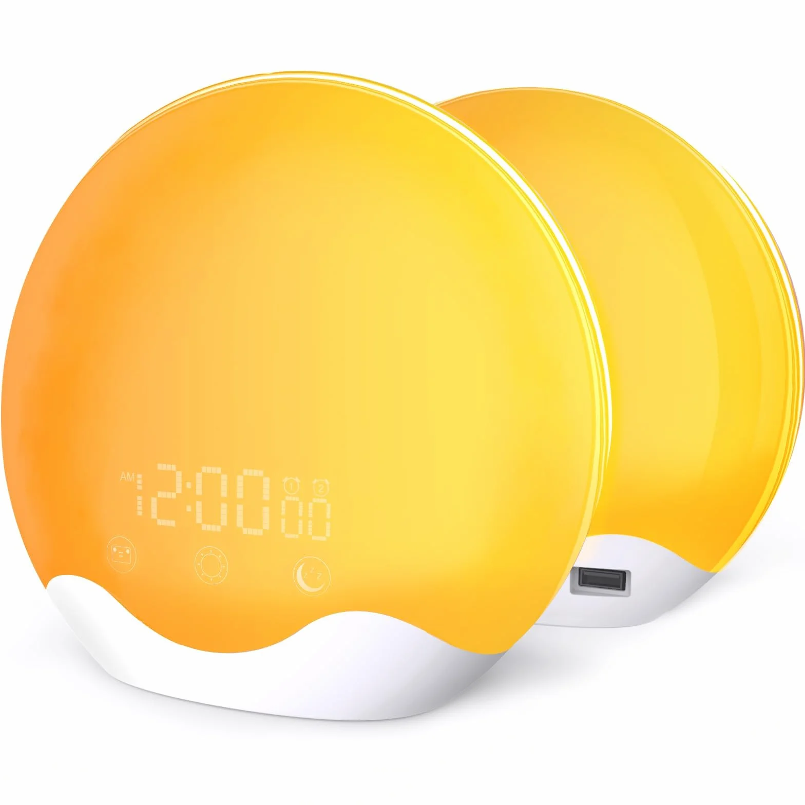 Sveglia luminosa, alba e tramonto, radio FM, 5 suoni naturali, 2 allarmi, snooze, 12 luci colorate, 20 luminosità, lampada da comodino per bambini