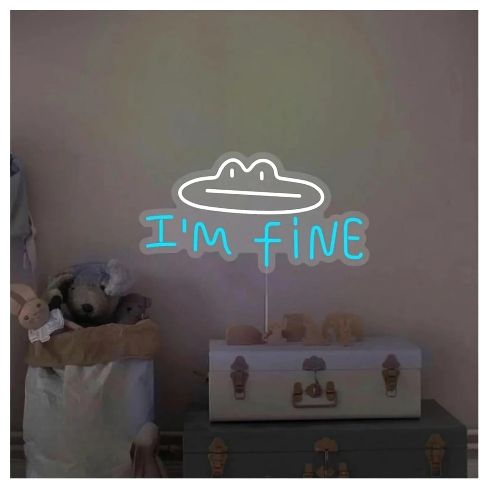Insegna luminosa al neon Lampada al neon con scritta "I'm Fine" rilassante e ambientata,alimentata da [Informazioni mancanti](B)