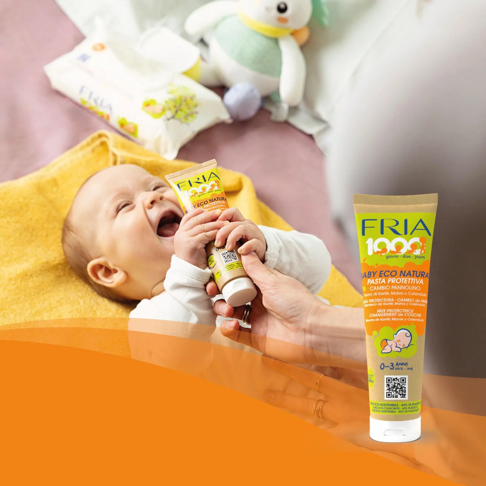 Fria 1000Giorni Crema Cambio Pannolino Protettiva Baby Eco Natural, Pasta Lenitiva con Ossido di Zinco e Calendula, 100ml