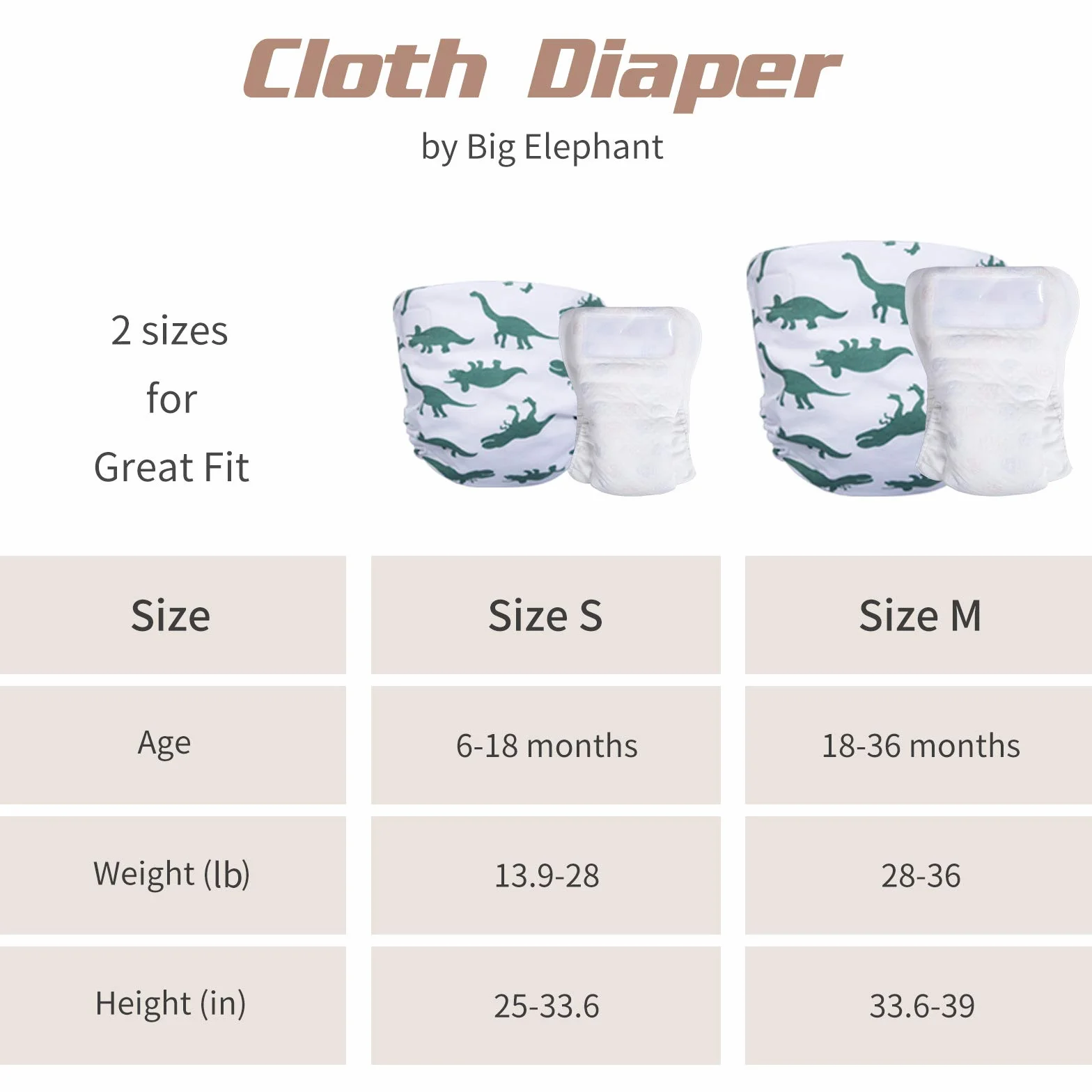 BIG ELEPHANT Copri pannolino per neonati 4 tasche 4 inserti cambia colore riutilizzabile regolabile