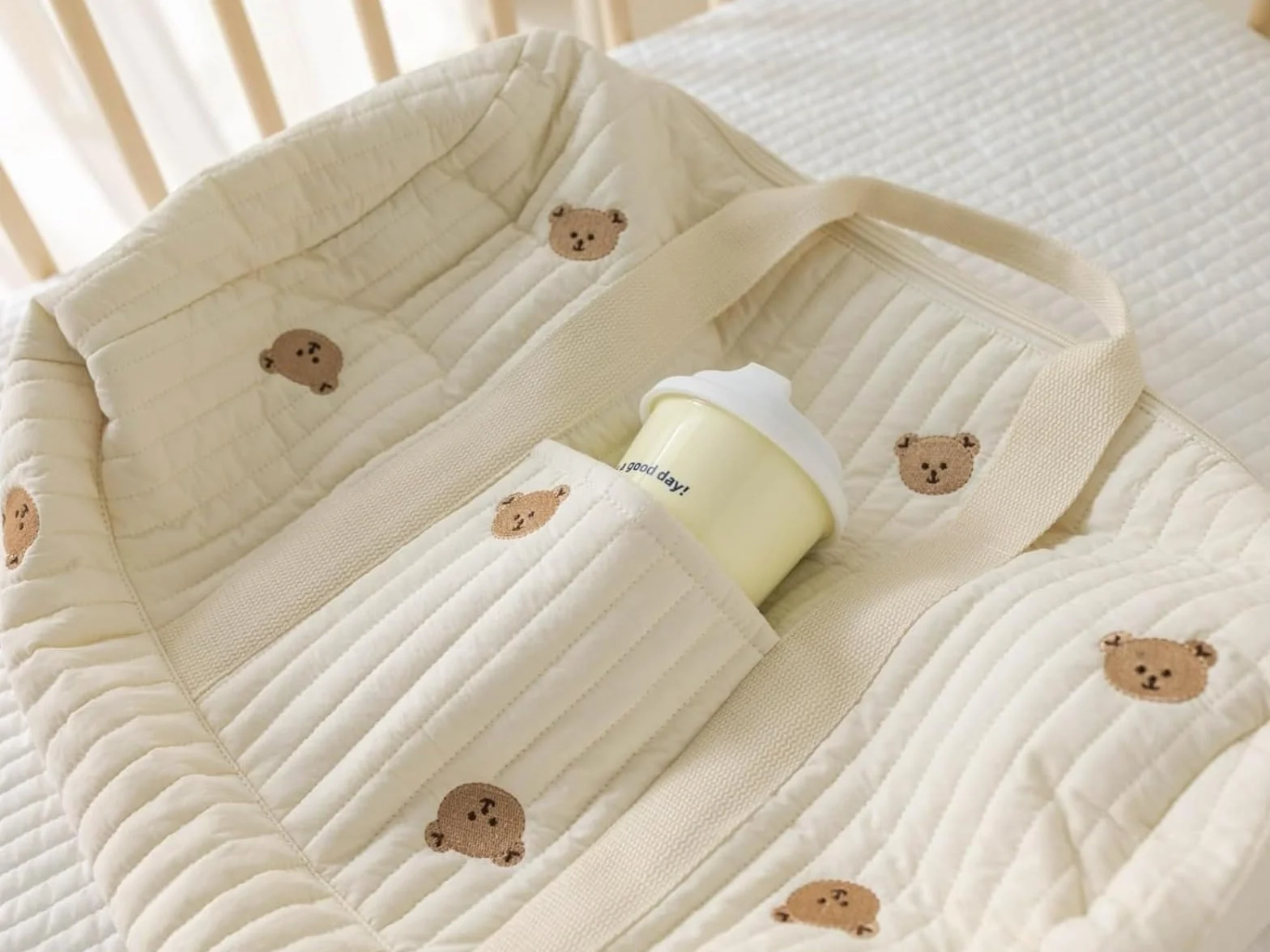 Borsa Parto Ospedale Mamma Grande, Borsa Passeggino Set da 2 Pezzi, Mommy Bag in Cotone con Ricamo