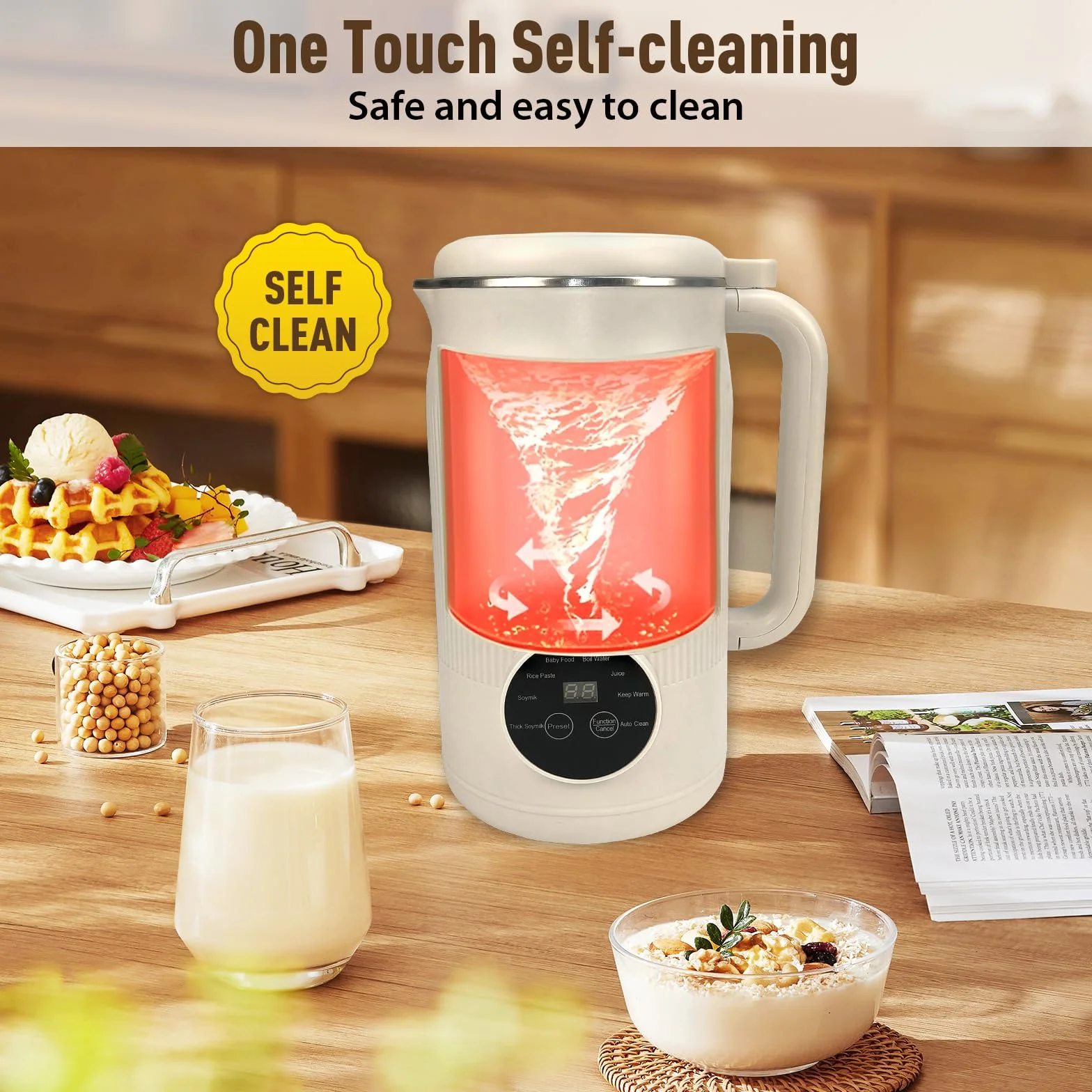 Macchina per latte di soia automatica 8 in 1 1200 ml robot da cucina con avvio ritardato mantiene caldo autopulente