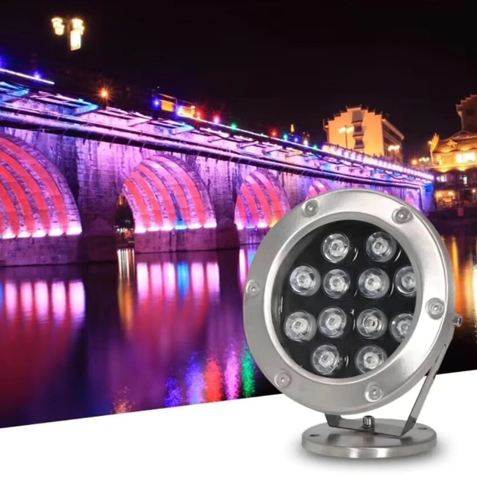 Luci A LED Subacquee per Laghetto Ideali per Esterni Giardino Feste Fontane Orientabili 24V Acciaio Inossidabile Ip68 Luce Blu 6W/Bianca Calda 15W