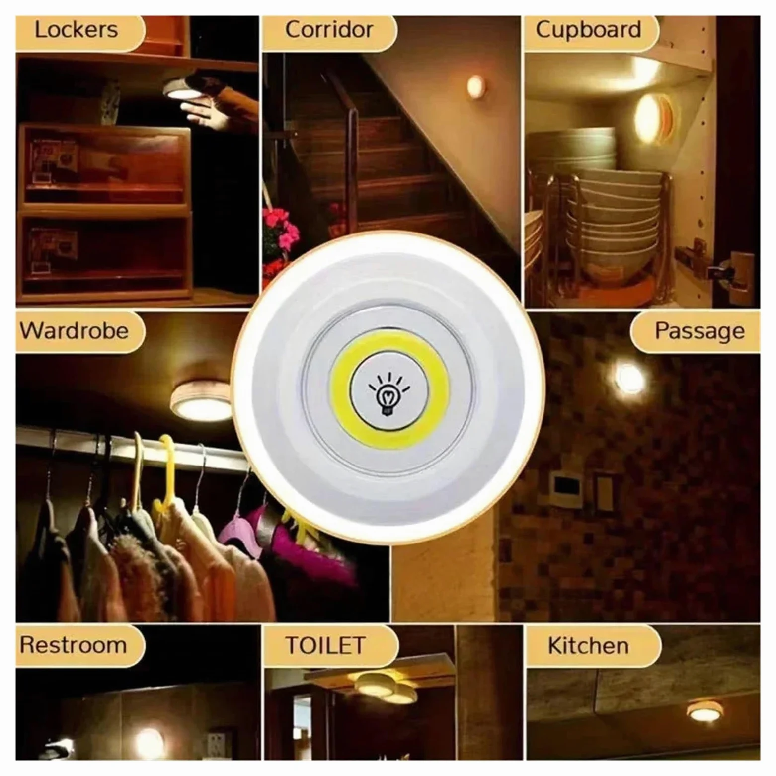 Luce LED Dimmerabile Sottopensile Con Telecomando, Luci A Batteria For Armadi, Guardaroba, Illuminazione For Bagno, Notturna Soluzione Illuminazione Pratica Per Più Spazi(8Lamp With RC,Warm White)