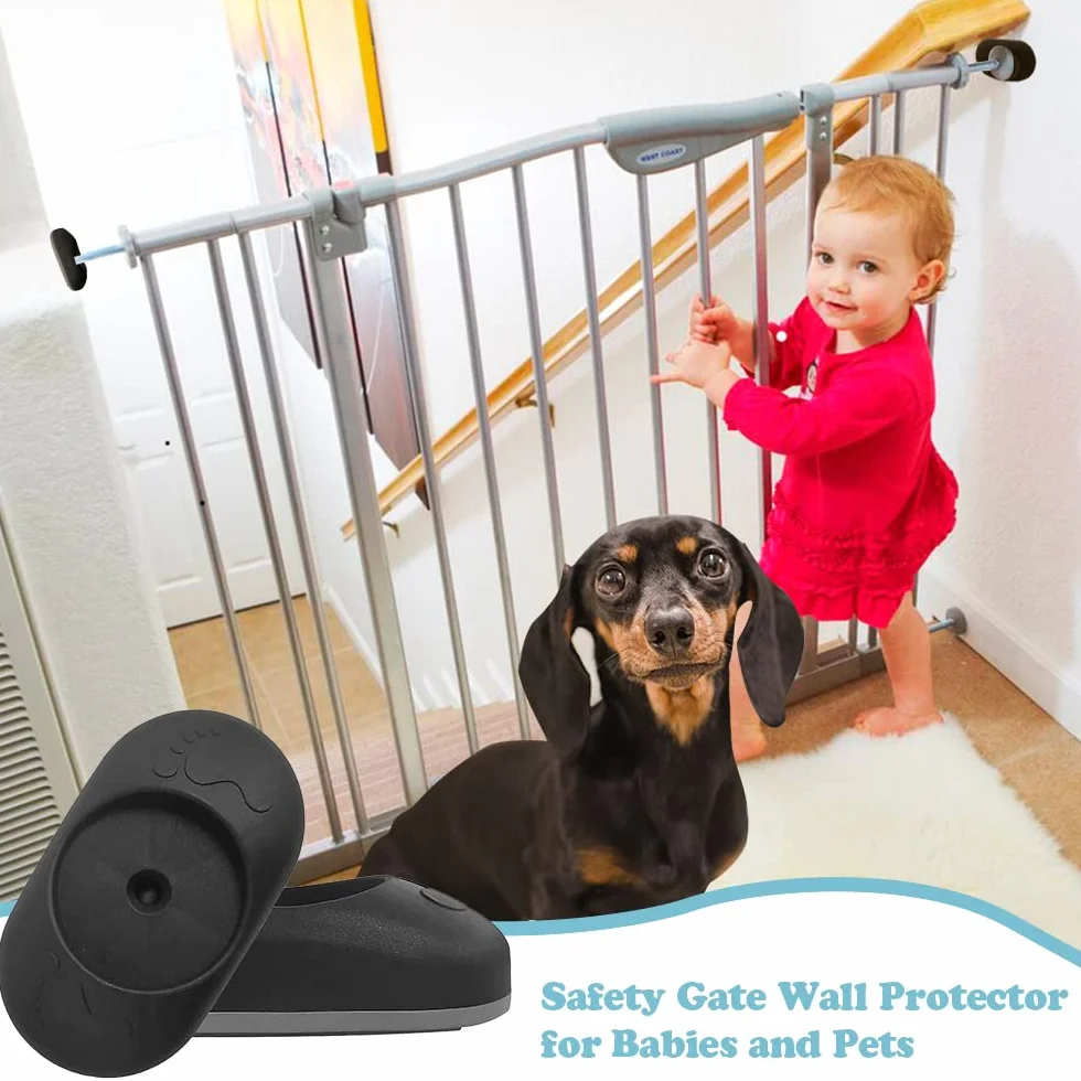 VEGCOO Confezione da 4 protezioni da parete per cancelli scale, sicurezza per porte, neonati e animali domestici (nero)