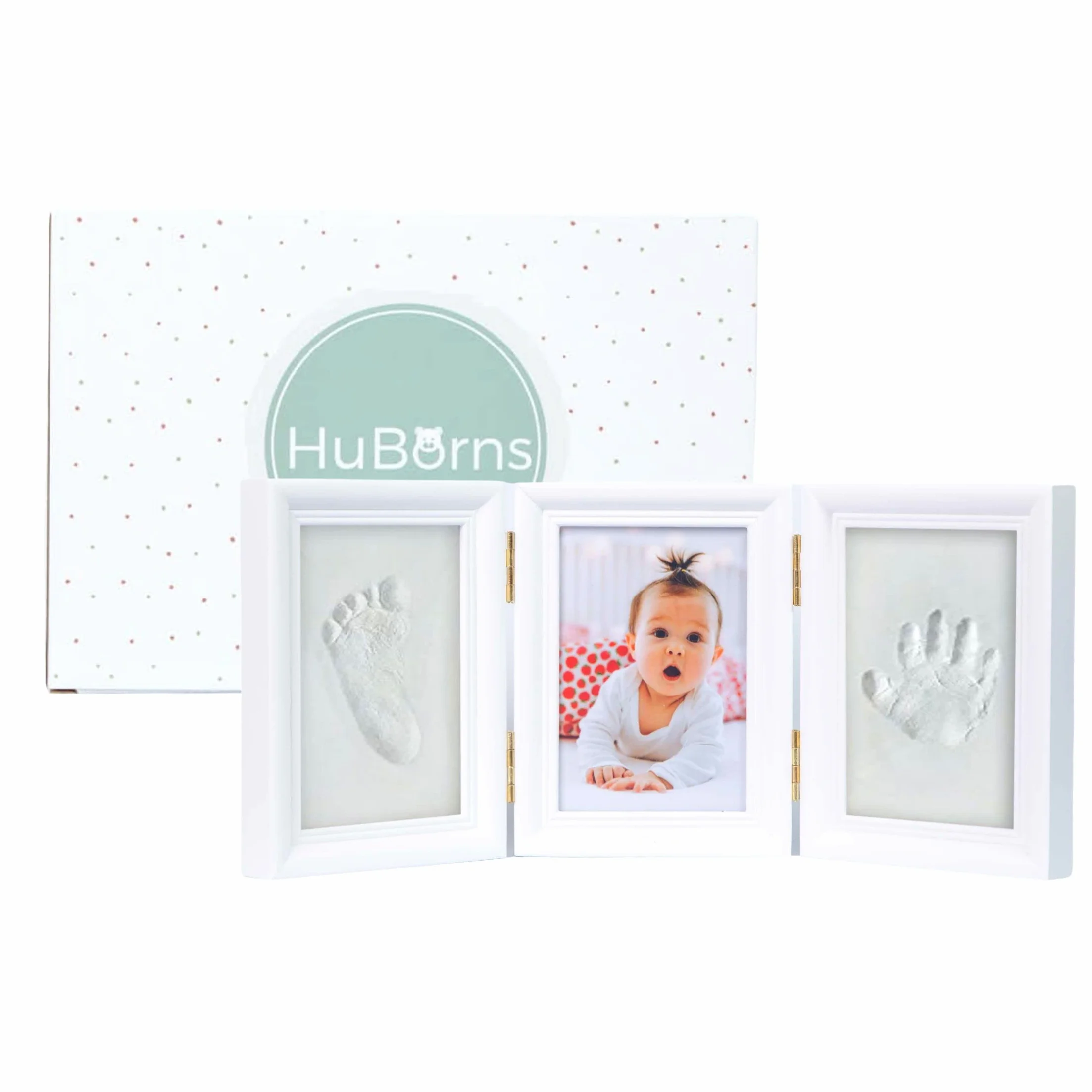 HuBorns Kit impronte neonato con argilla, cornice per calco mani e piedi, idea regalo nascita battesimo, ricordo originale per bimbo e bimba