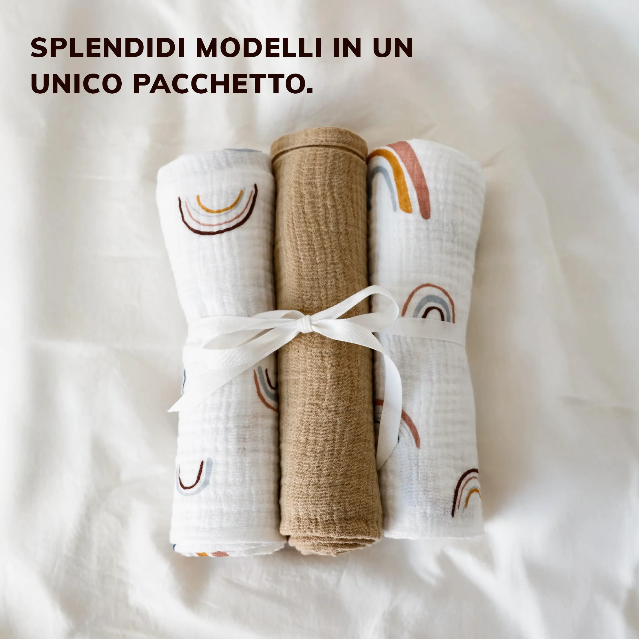 Mussole cotone 100% set di tre neonato garza