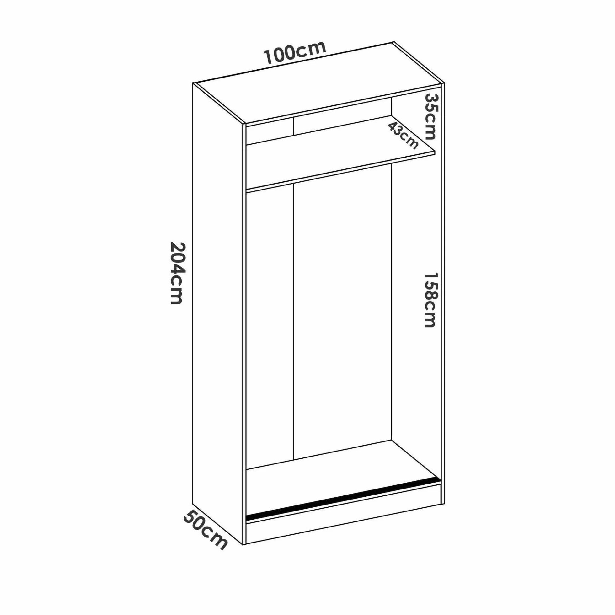 Dmora Guardaroba 2 Ante Kilimangiaro 50x204h cm Marrone Rovere Armadio Camera da Letto