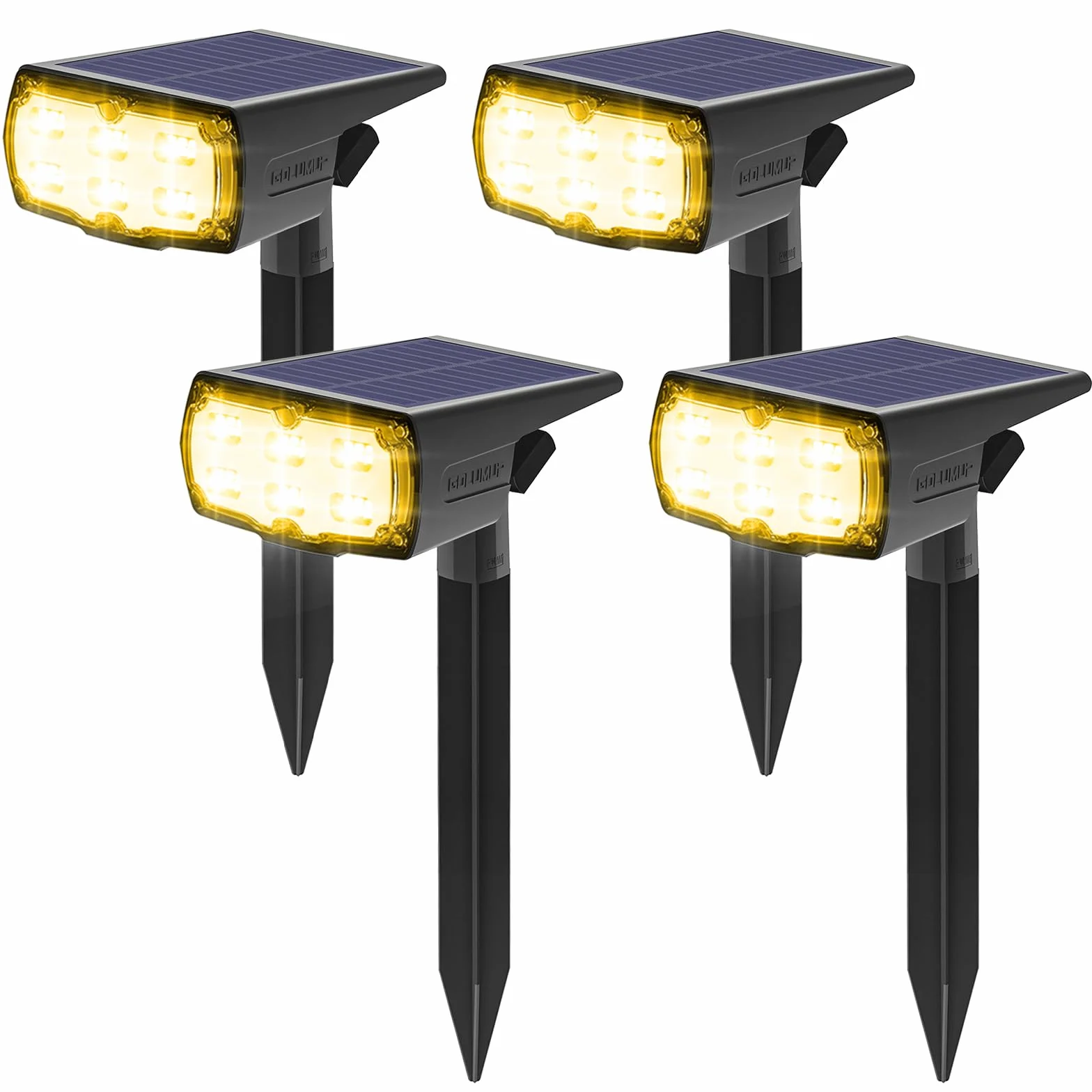 Luci Solari da Esterno, 36 LED Faretti Solari da Giardino, Cortile, Sentiero, Piscina e Campeggio Impermeabile IP67 (Bianco Caldo, 4)