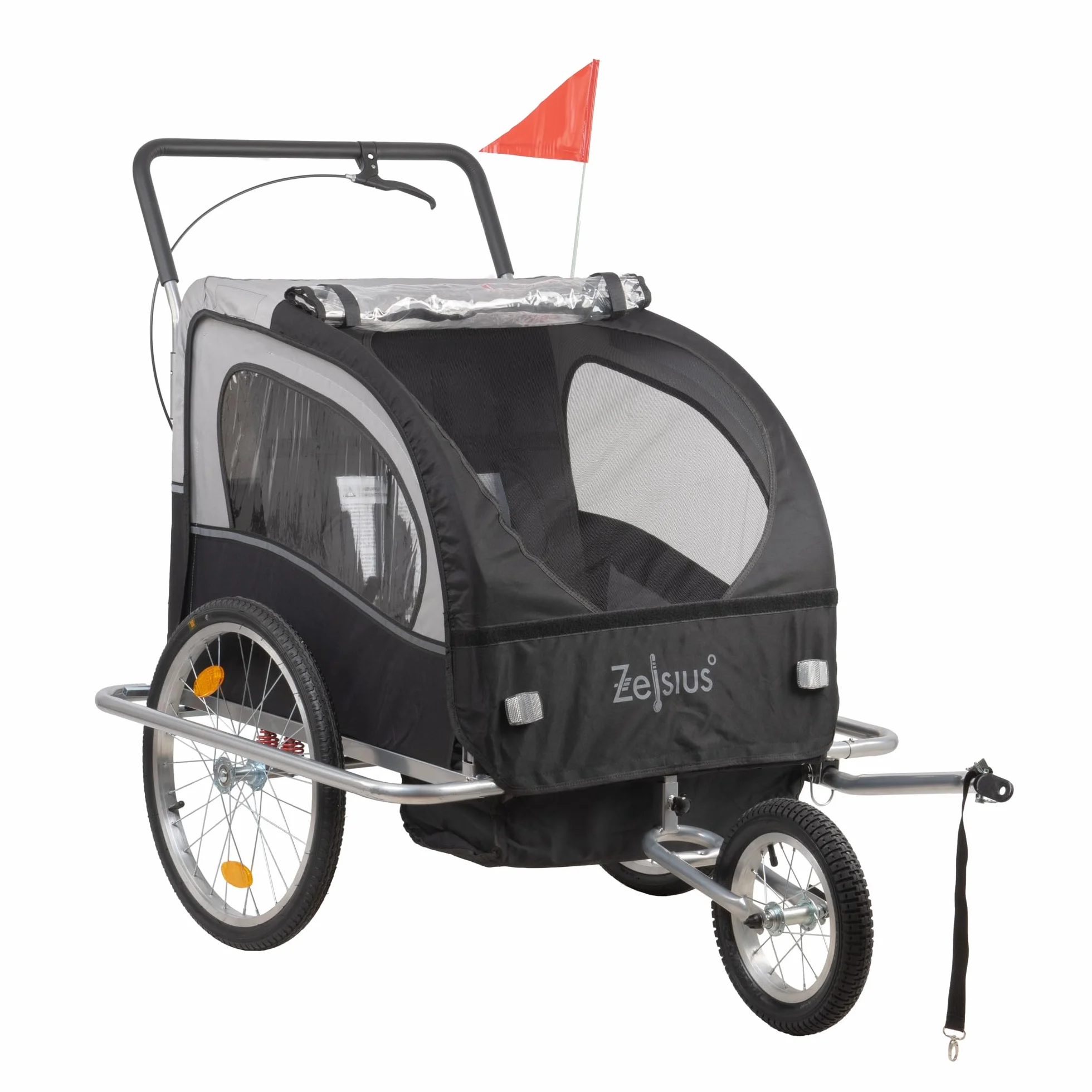 Rimorchio per bicicletta per 2 bambini 2 in 1 con funzione jogger carrello trasporto passeggino