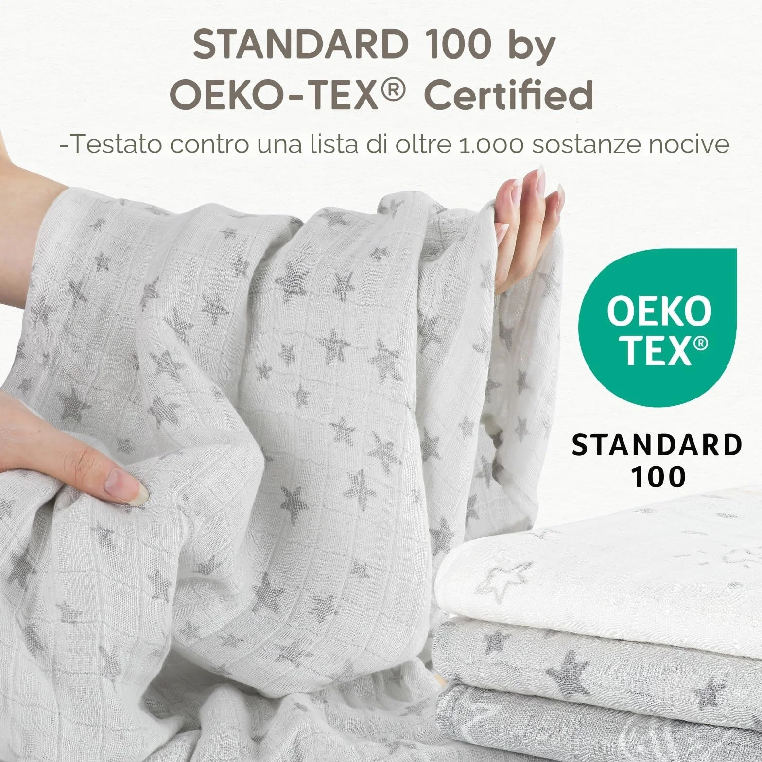 Maliton Mussole Neonato 6 Pz 70x70cm Panni in Mussola morbidi assorbenti traspiranti
