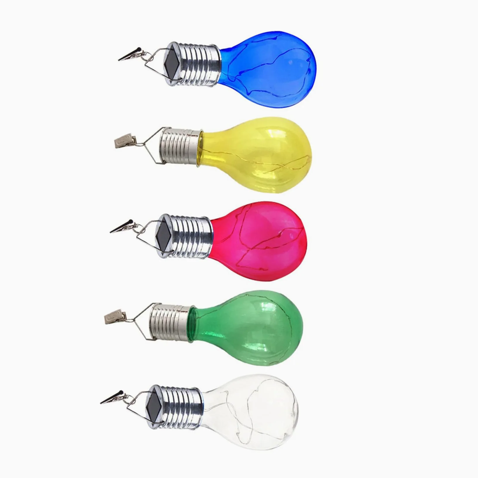 Beavorty Lampadine Solari da Esterno LED Impermeabili a Energia Solare, Set da 5 Luci Sospese Clip per Decorazioni da Giardino, Luci Solari Creative per Aree senza Alimentazione Elettrica