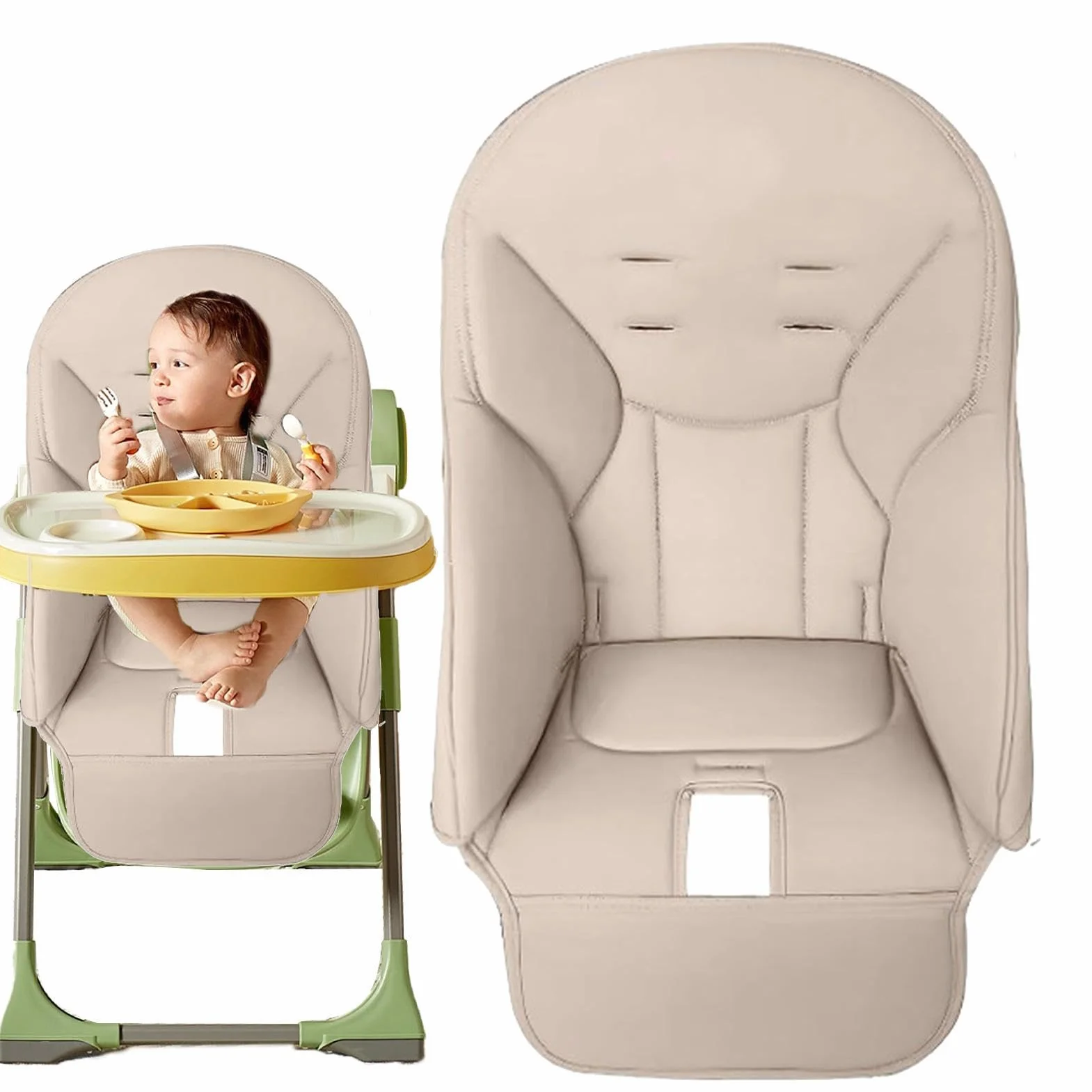 Fodera per Sedia da Pranzo per Bambini in Pelle PU | Cuscino per Seggiolone Comodo Coprisedile per Peg Perego, Kosmic Jané, Baoneo, Siesta Zero3