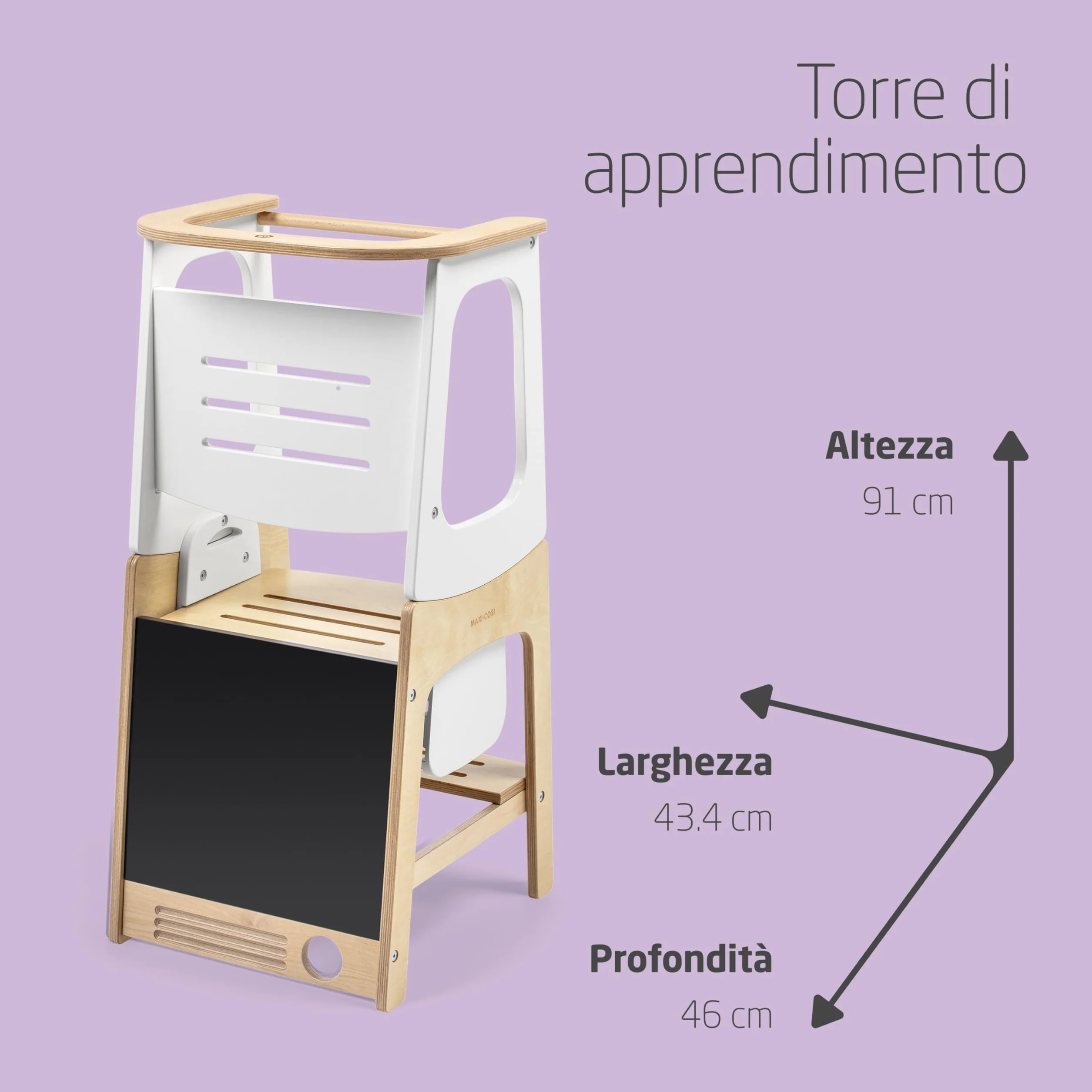 Maxi-Cosi Toucan Torre Montessoriana Bambini in Legno Regolabile in Altezza Convertibile Tavolo Sedia Portata 150kg FSC 100% Natural Wood