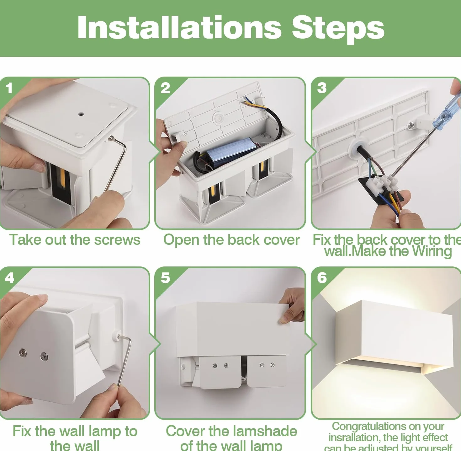 25W Applique da Parete Interno/Esterno 4000K Bianco Naturale Applique Esterno Angolo del Fascio Regolabile Moderno Lampade da Parete IP65 Impermeabile Bianco
