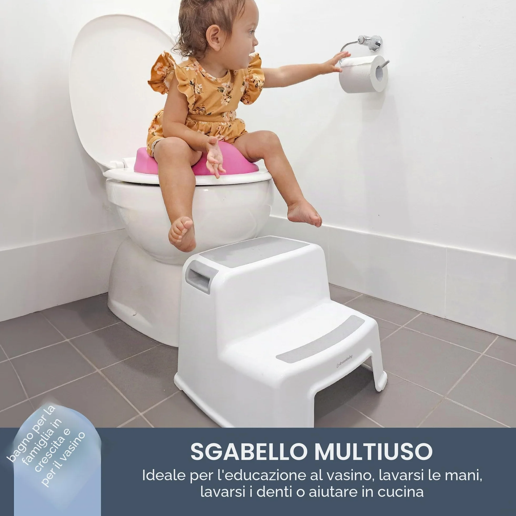Dreambaby Sgabello Due Gradini Bianco Grigio