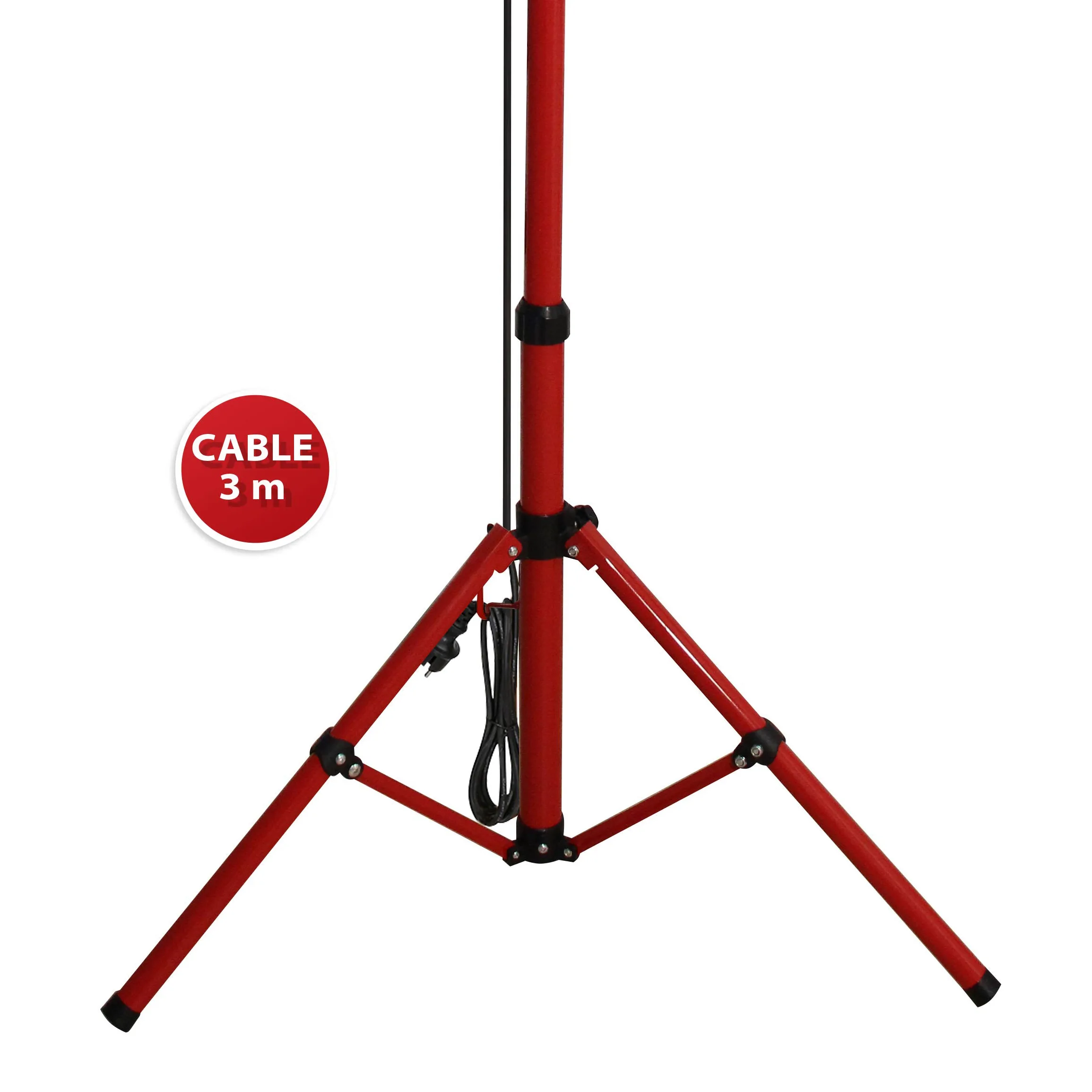WAINGRO + TRIPOD: proiettore LED SMD 50W IP65, nero 6500K con treppiede, griglia e cavo 3mt