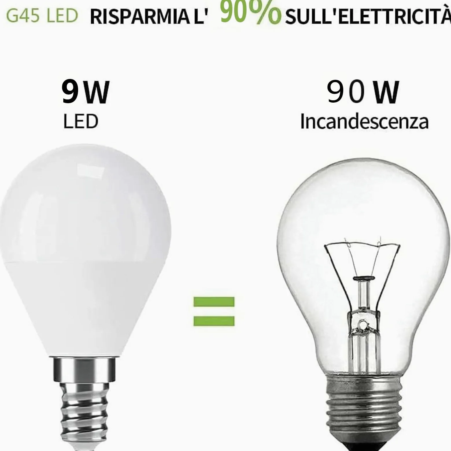 Lampadina Led E14 9W Equivalente 90W Luce Calda 3000K 720 Lumen Senza Sfarfallio Non Dimmerabile Lunga Durata 25000 Ore Classe A Per Lampadario Lampada a muro(Warm White 2700K,10pack)