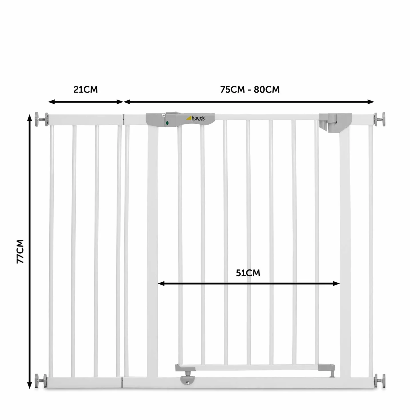 hauck Estensione Cancelletto per Bambini 21cm Open N Stop - Altezza 77cm Metallo Bianco