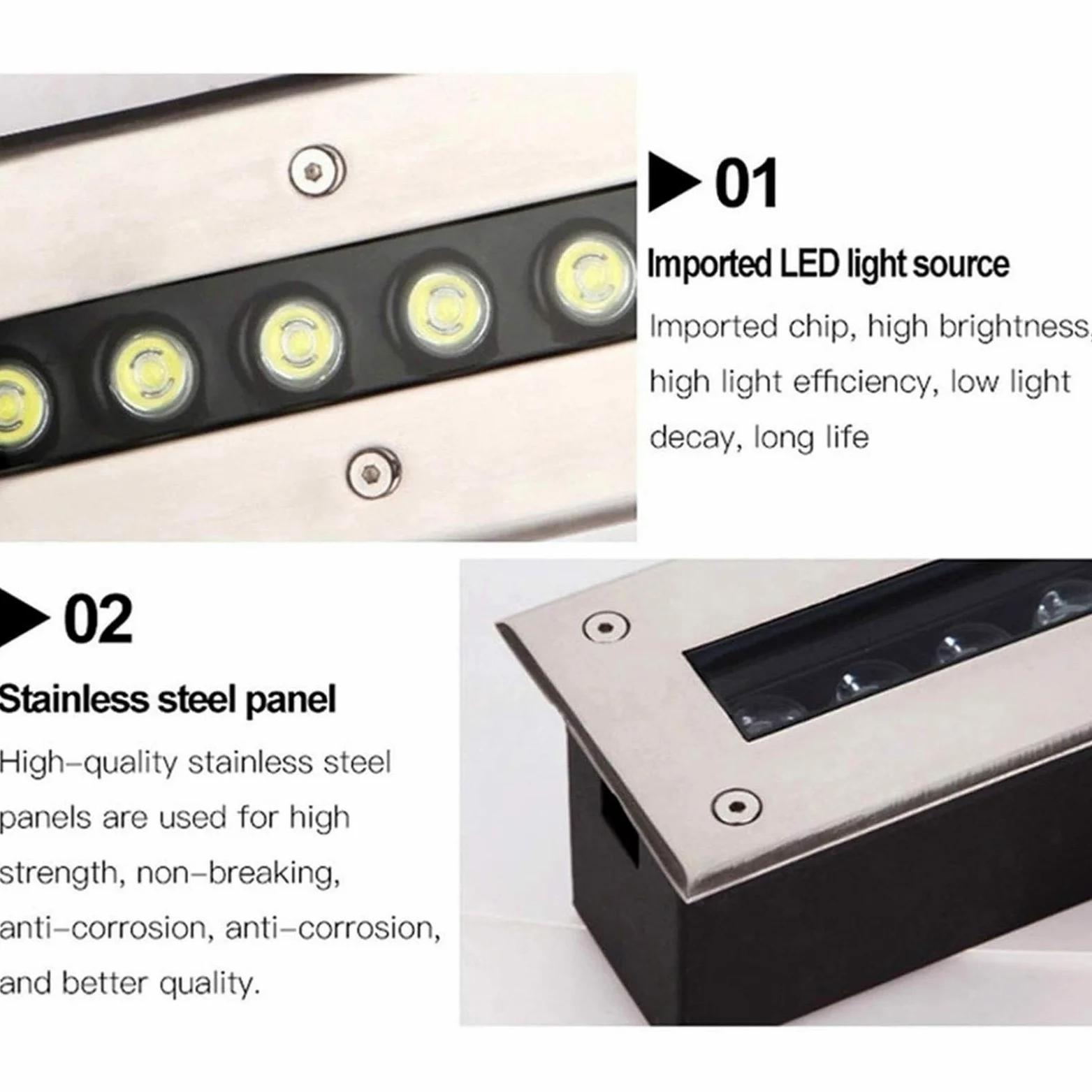Faretto Luce Da Pavimento - Faretti LED Esterno, Luci Interrate Rettangolari 85-265V, Segnapasso Da Incasso Impermeabile IP65, Luci Paesaggistiche Per Esterni A 6 Colori ( Color : White , Size : 18W )