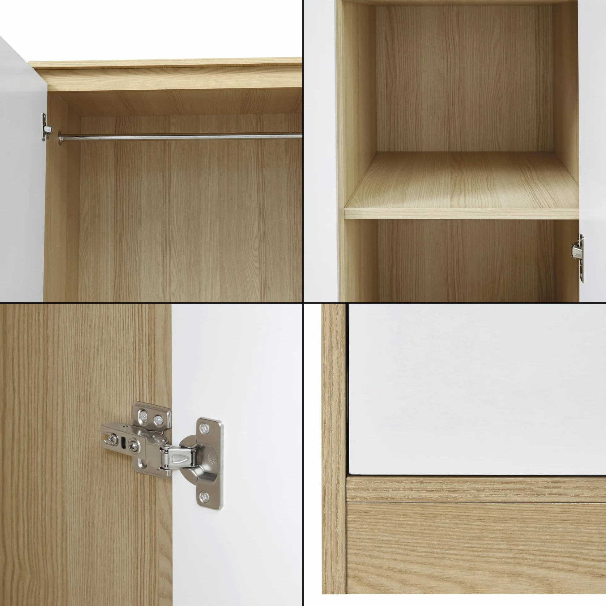Armadio per Guardaroba con Ante Bianche 4 Scomparti 176 x 120 x 52 cm MDF Effetto Rovere