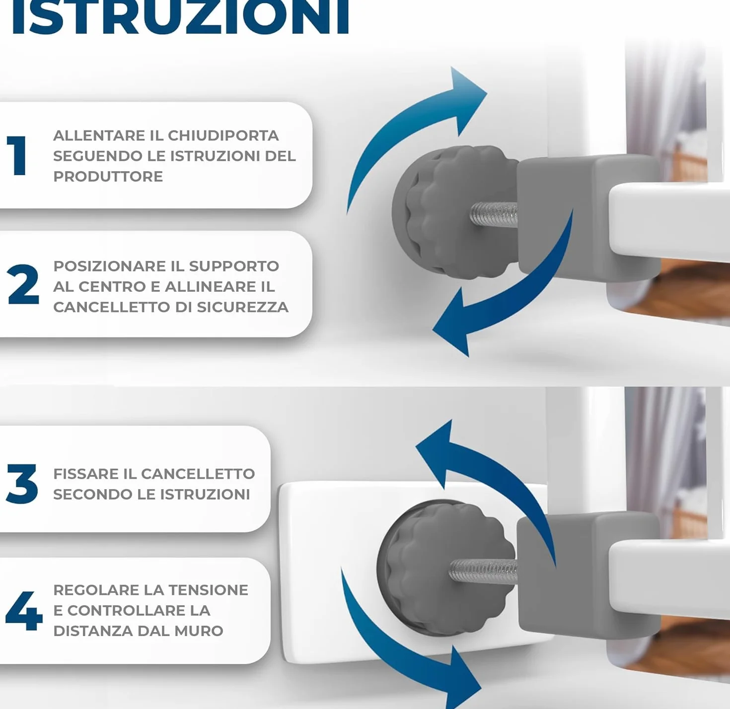 Hoffenbach 4x Protezioni Antiscivolo per Cancelletto per Bambini, Scale e Porte, Adatte anche per Cani, Senza Forare