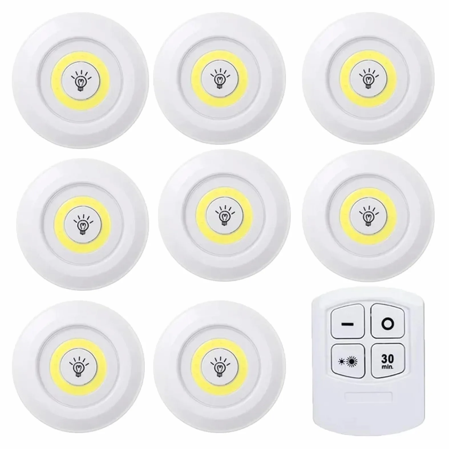 Luce LED Dimmerabile Sottopensile Con Telecomando, Luci A Batteria For Armadi, Guardaroba, Illuminazione For Bagno, Notturna Soluzione Illuminazione Pratica Per Più Spazi(8Lamp With RC,Warm White)