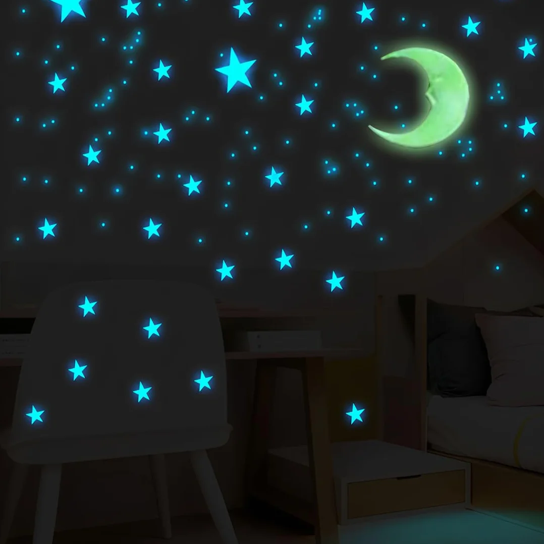 Stelle Luminose Adesivi da Parete 3D 103 Pezzi Cameretta Bambini Cielo Stellato