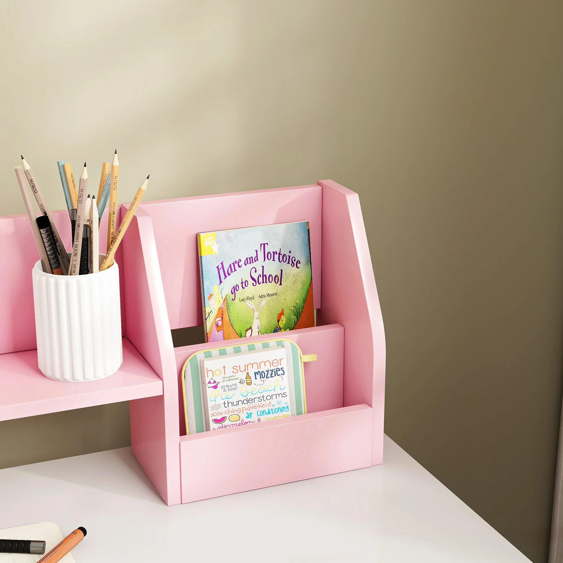 ZONEKIZ Set di scrivania e sedia per bambini 2 pezzi con cassetto per tastiera, rosa