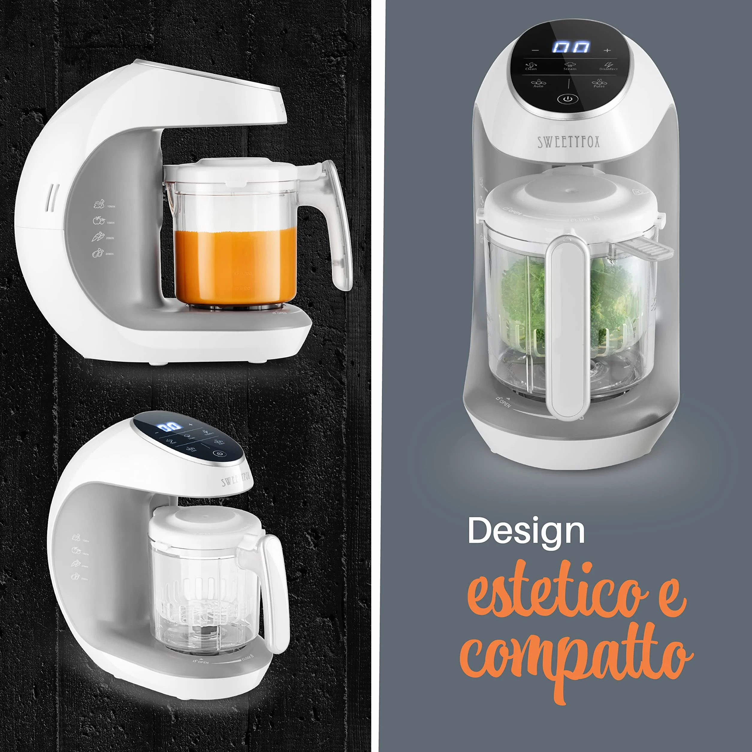 Sweety Fox Cuocipappa Mixer Multifunzione 7-in-1 per Bébé - Vapore, Mixer, Pulse