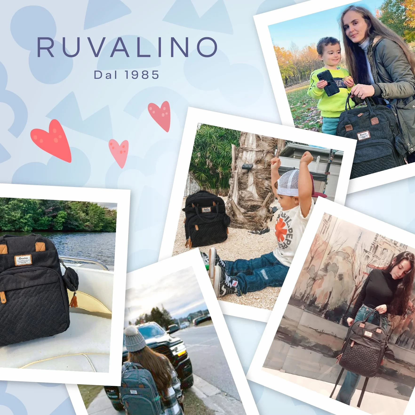 RUVALINO Borsa Zaino Fasciatoio Multifunzione con Porta Ciuccio e Cinghie per Passeggino