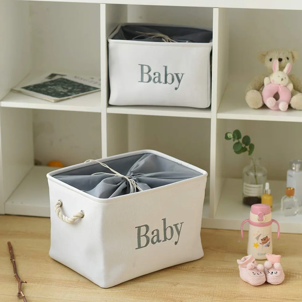 Cesta Giochi Bambini Grande Portaoggetti Pieghevole con Chiusura a Cordino per Kallax