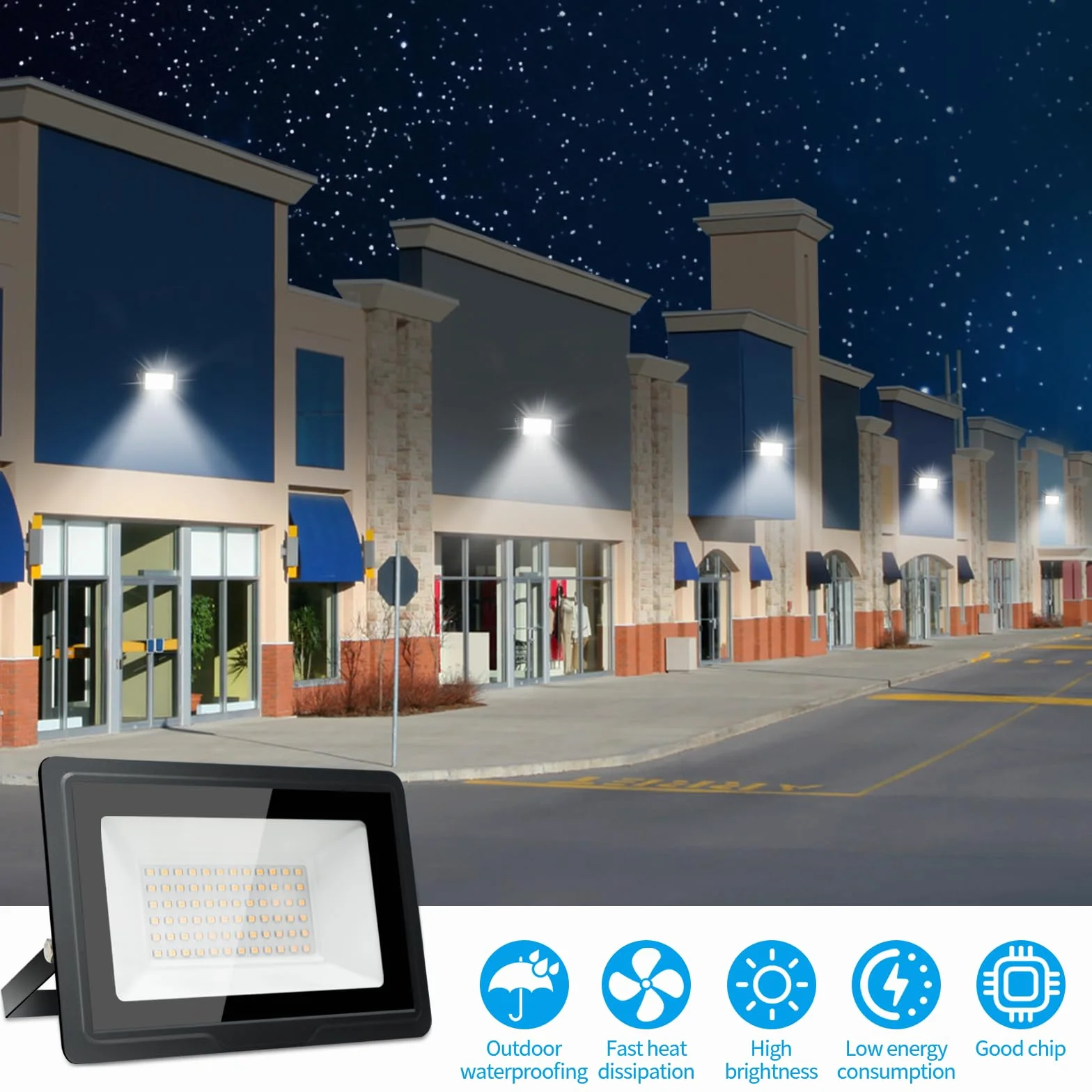 Faretto LED da Esterno 200W, Faro Led Esterno 20000LM 6000K Bianco Freddo Faretti Led IP66 Impermeabile per Giardino Garage Parcheggio Cortile