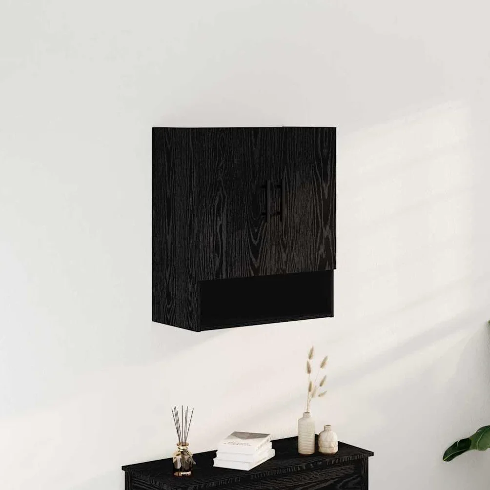 vidaXL Mobile a Muro Rovere Nero 60 x 31 x 70 cm Legno Multistrato Scaffale Rettangolare