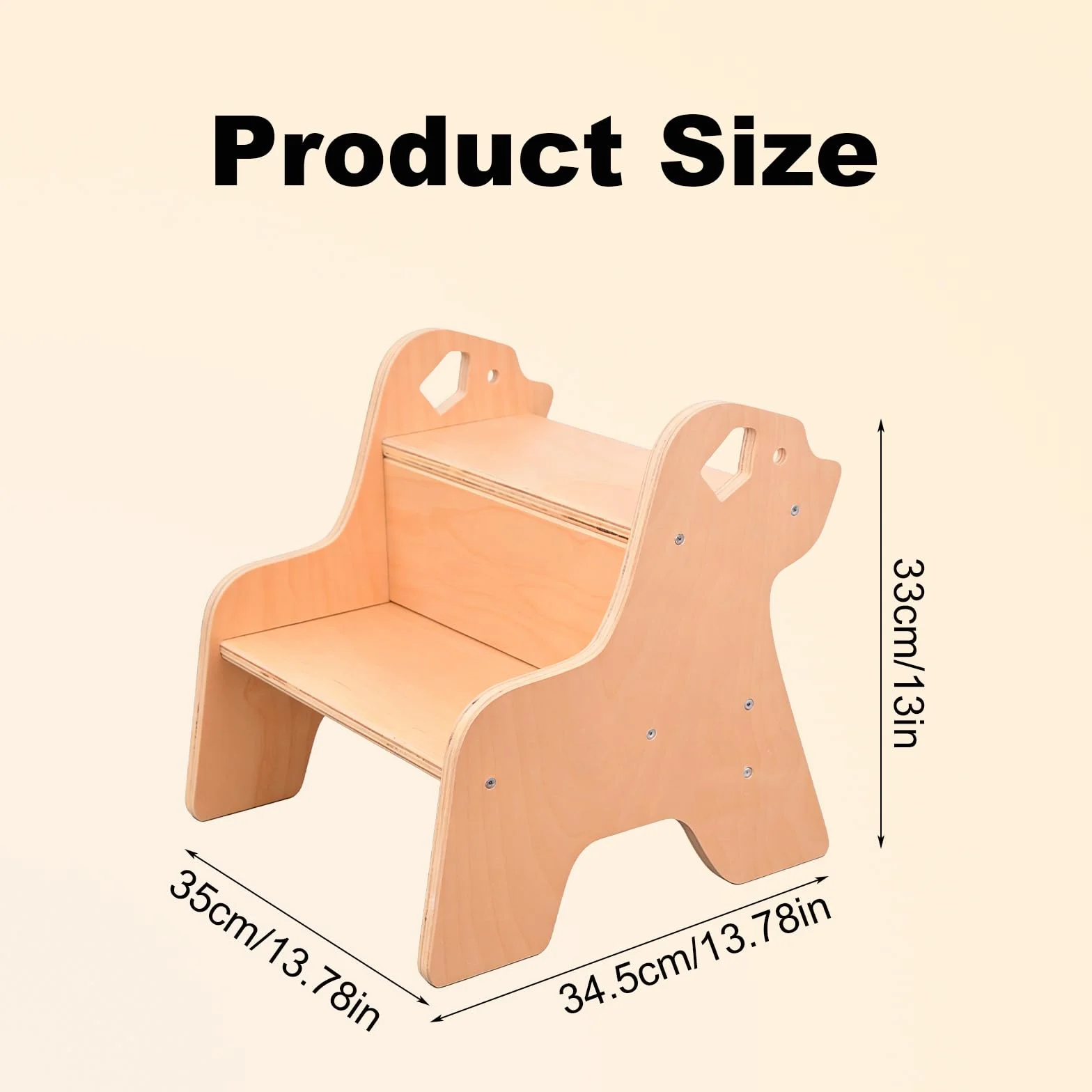 Sgabello a 2 Livelli per Bambini in Legno con Maniglia, Robusto Gradino per Cucina Bagno Cameretta
