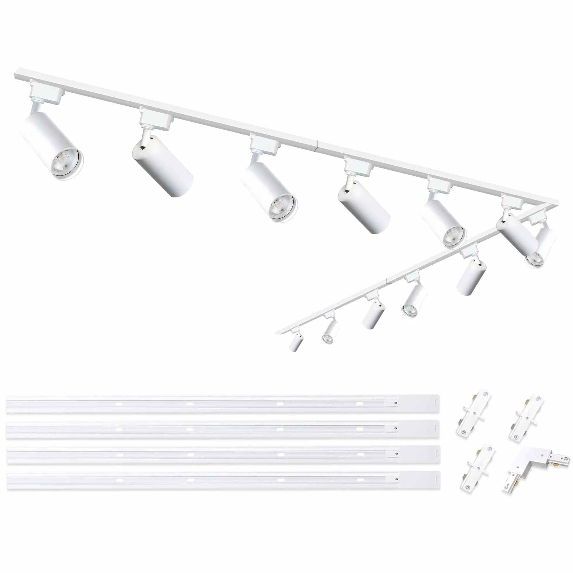Kit di teste e binari illuminati, 20W 6000K Cool White Plug in LED Track Lights compatibile con il sistema di luci a binario di tipo H con binari da 4x1m Faretto moderno per illuminazione d'accento