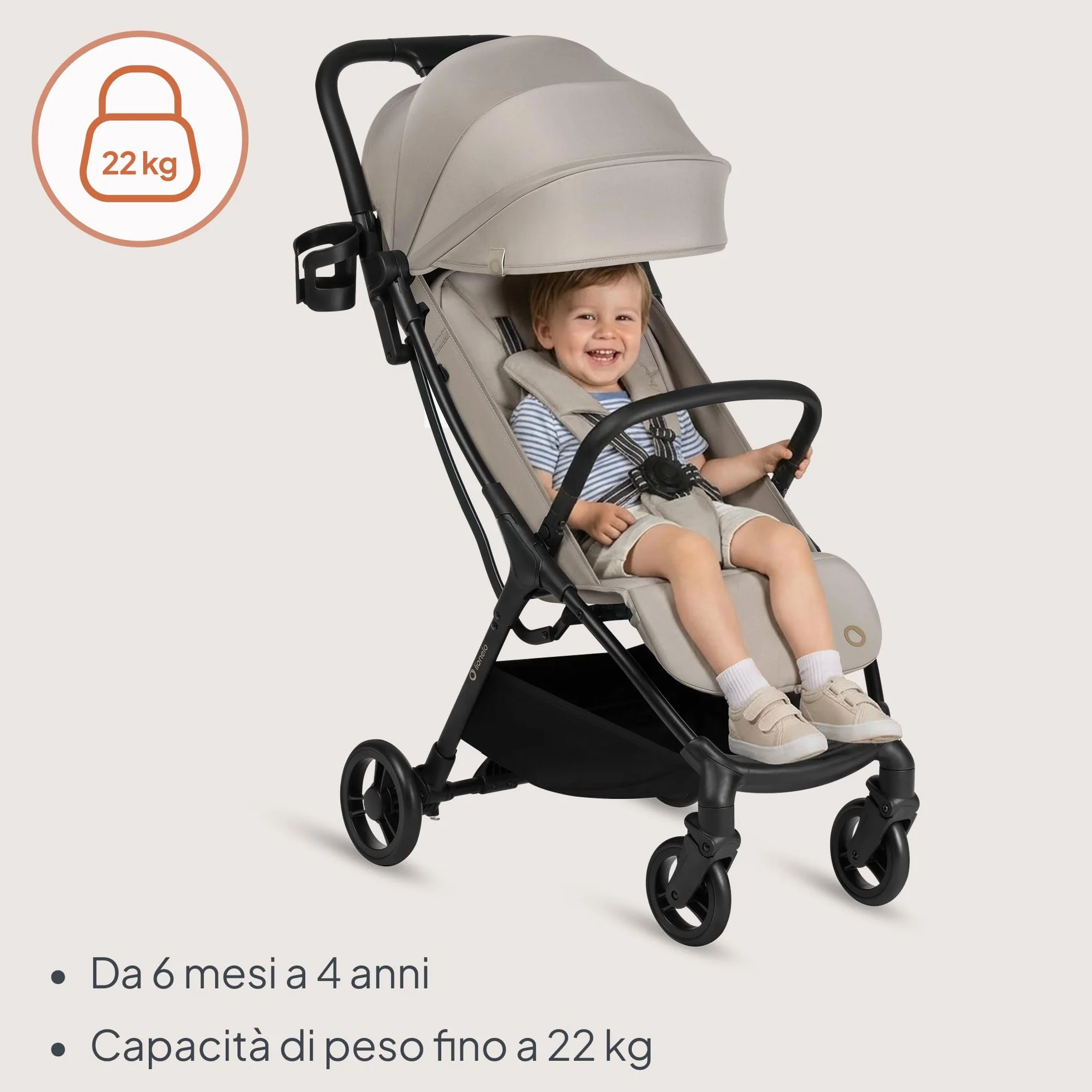 Lionelo AGIA Passeggino Compatto Pieghevole fino a 22 kg 4 anni
