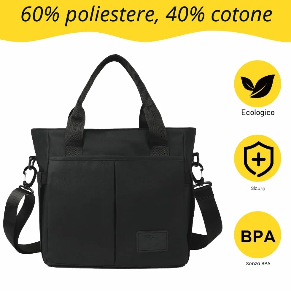 Aolso Borsa Fasciatoio per Neonato, Grande Capacità Impermeabile, Borsa Pannolini Viaggio Ganci Passeggino, Nero